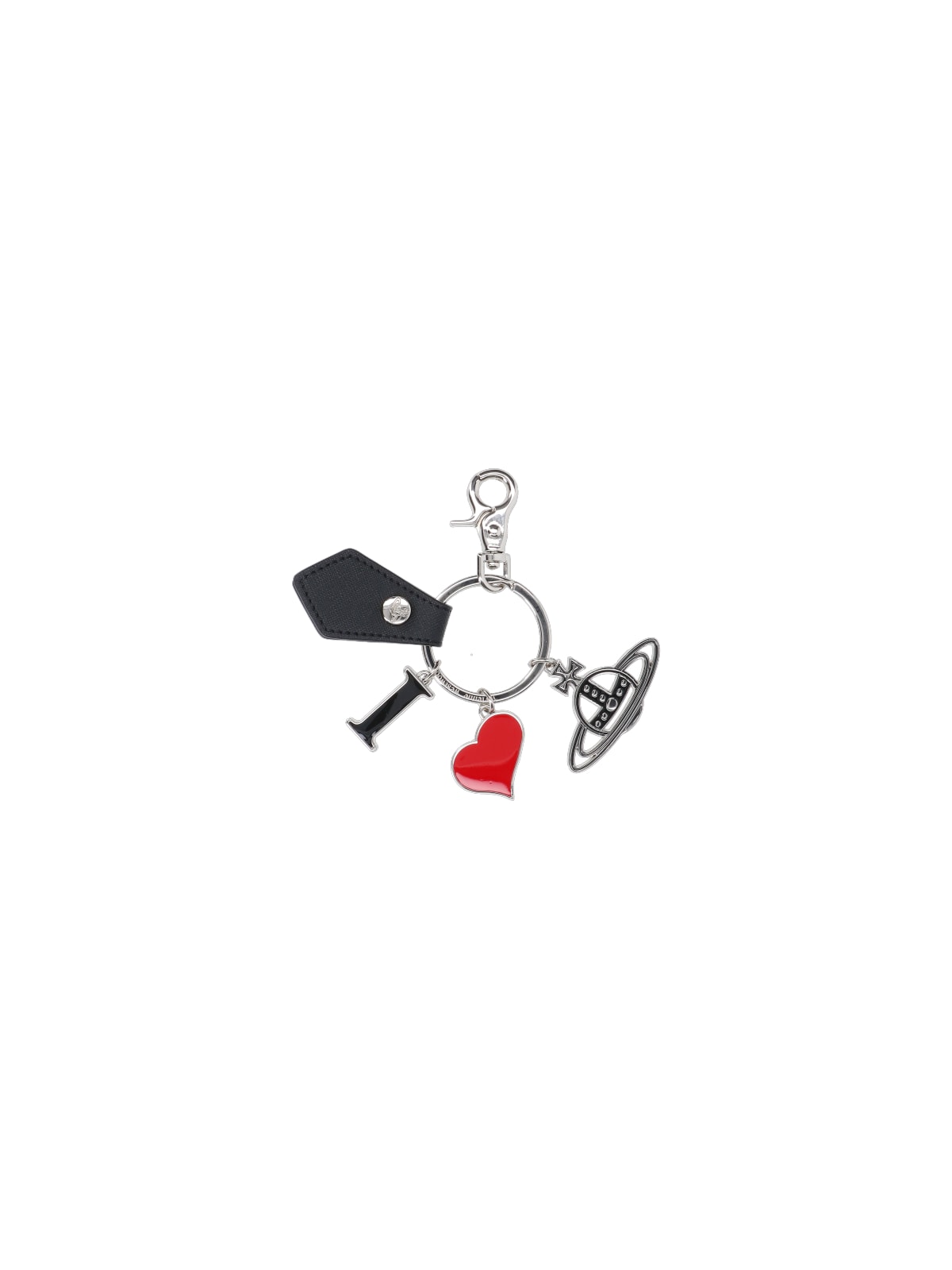 Shop Vivienne Westwood Polly I Love Orb Logo Keyring In Silver