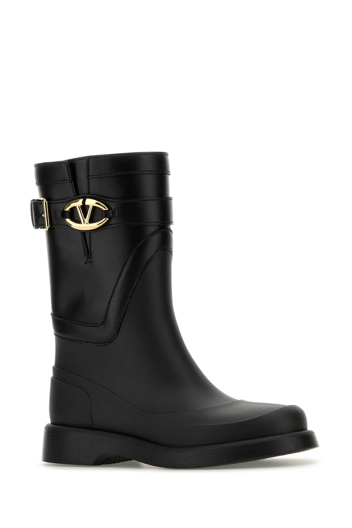 Shop Valentino Black Rubber And Leather Boots In Nero