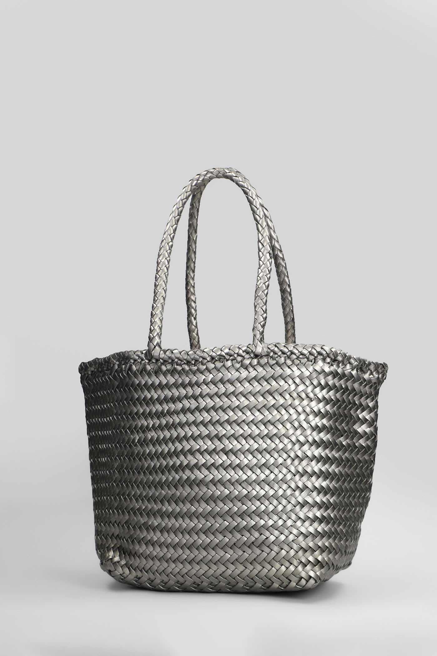 Dragon Diffusion Grace Basket Small Tote In Gunmetal Leather In Gray