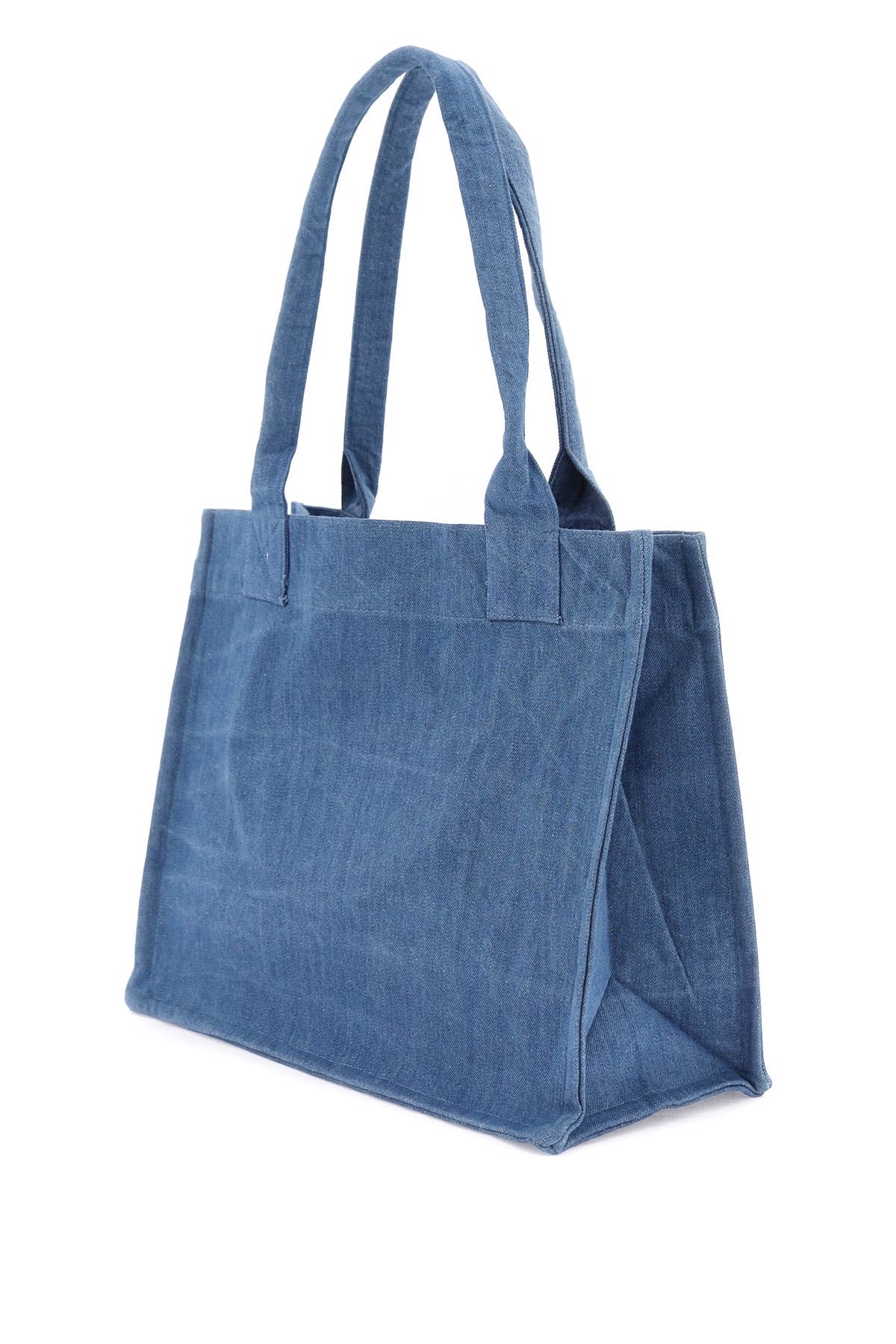 Shop Ganni Tote Bag With Embroidery In Denim (blue)