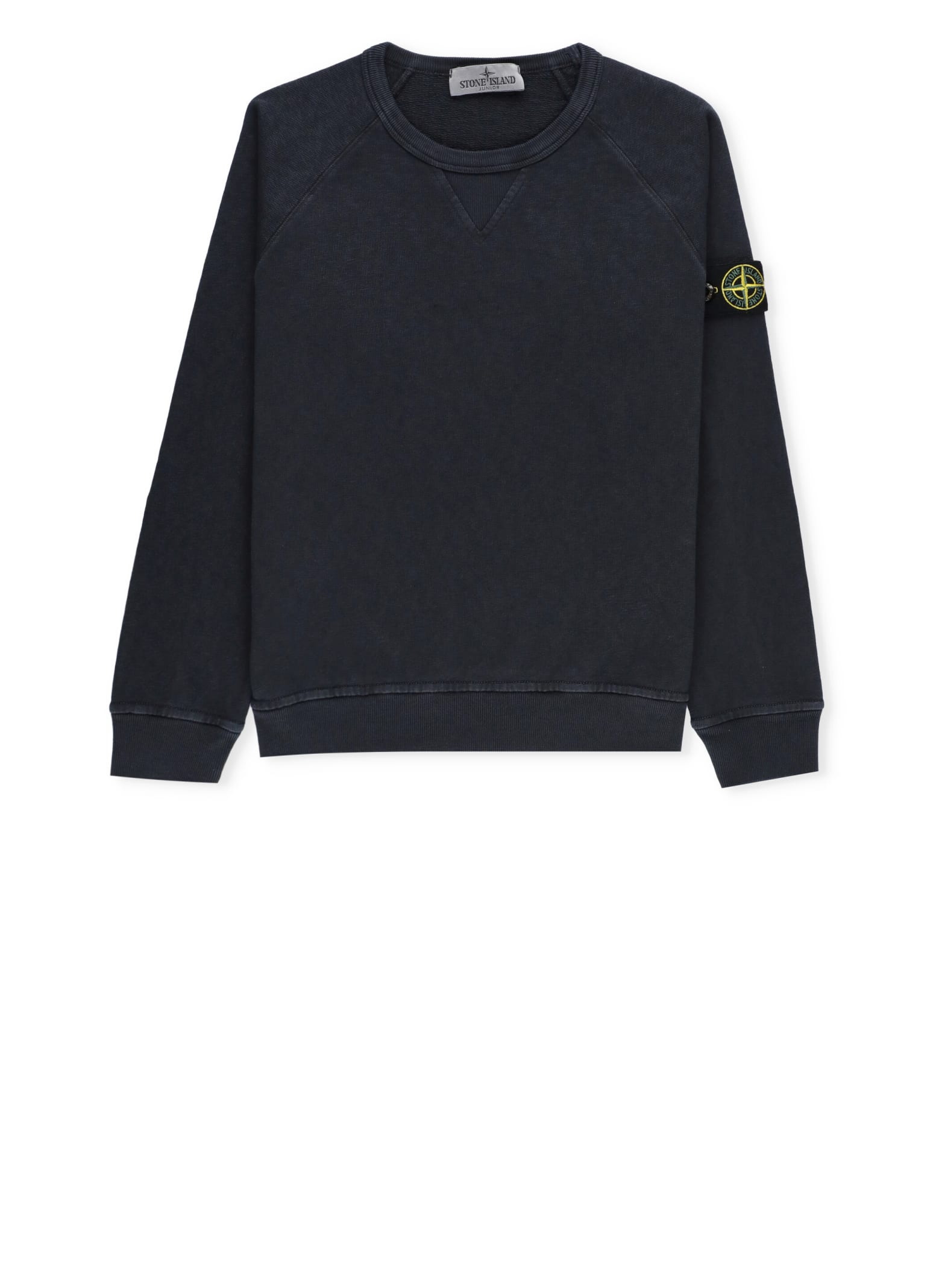 Shop Stone Island Junior Cotton Sweatshirt In Blue