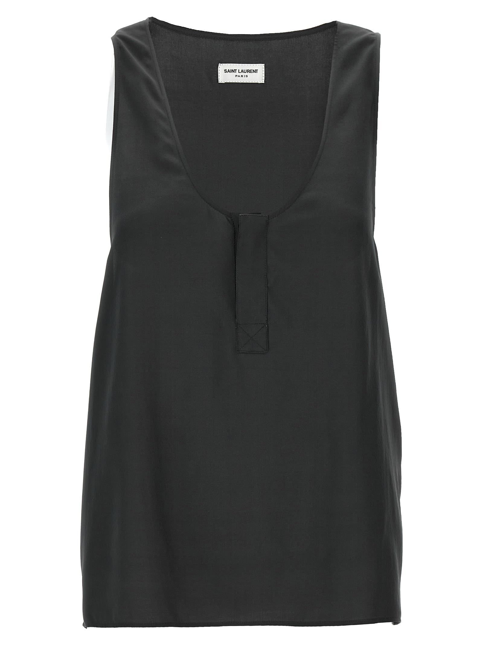 Shop Saint Laurent Silk Tank Top In Gray