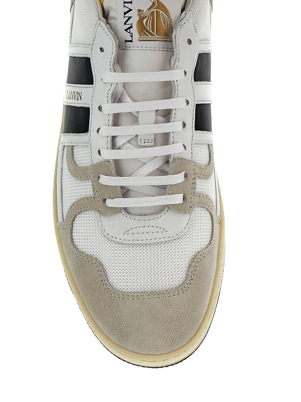 Shop Lanvin Mesh Clay Low-top Sneakers In White And Black