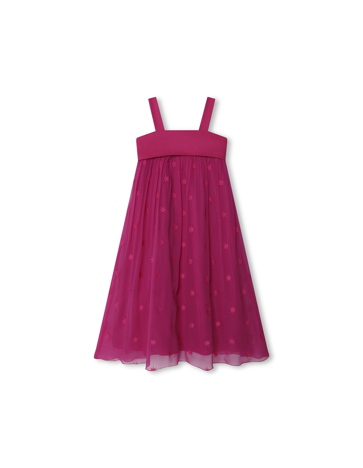 Shop Chloé Fuchsia Silk Dress With Stars Embroidery In Pink