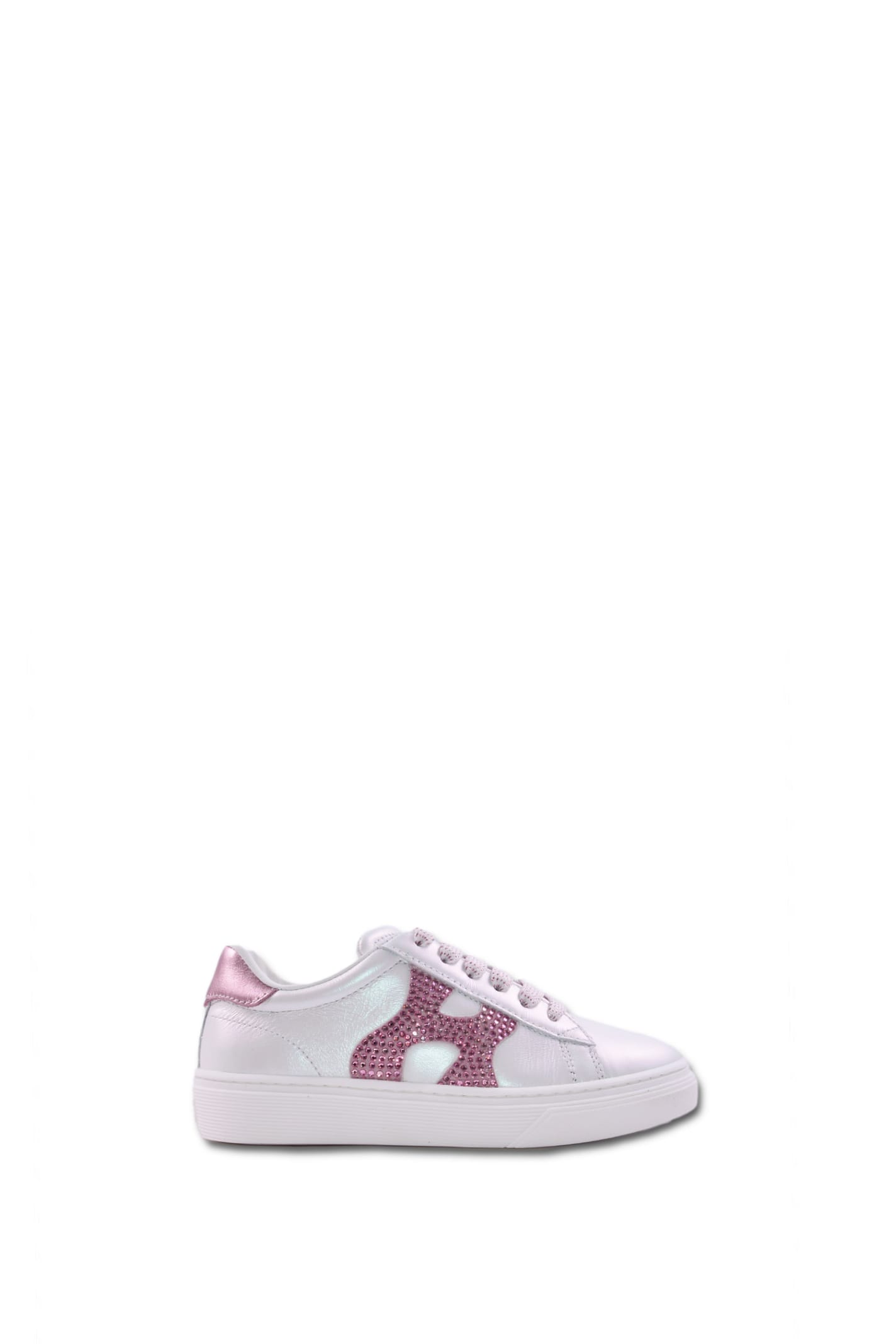 Hogan Kids'  Sneakers In Pearled Smooth Leather In White