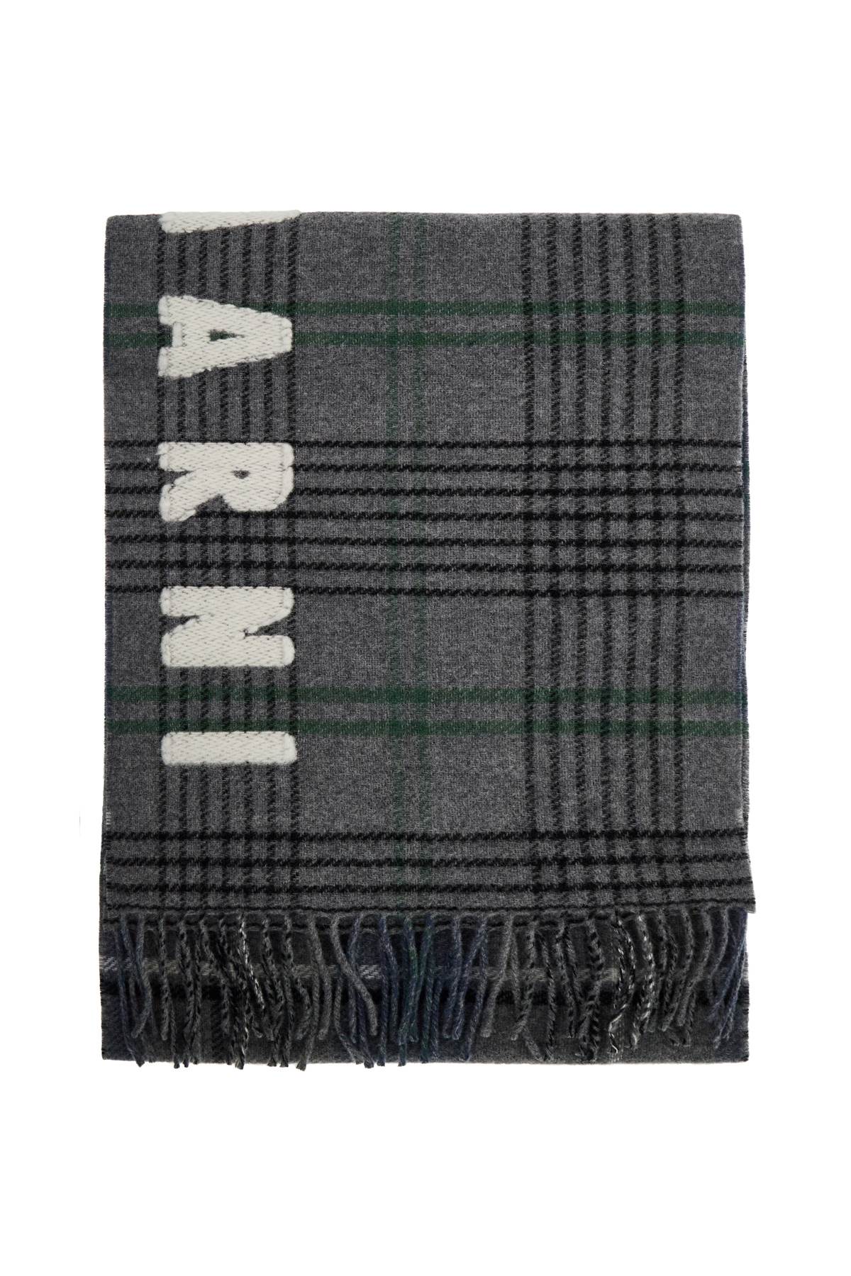 Shop Marni Double Check Wool Scarf In 8 In Sodium (grey)