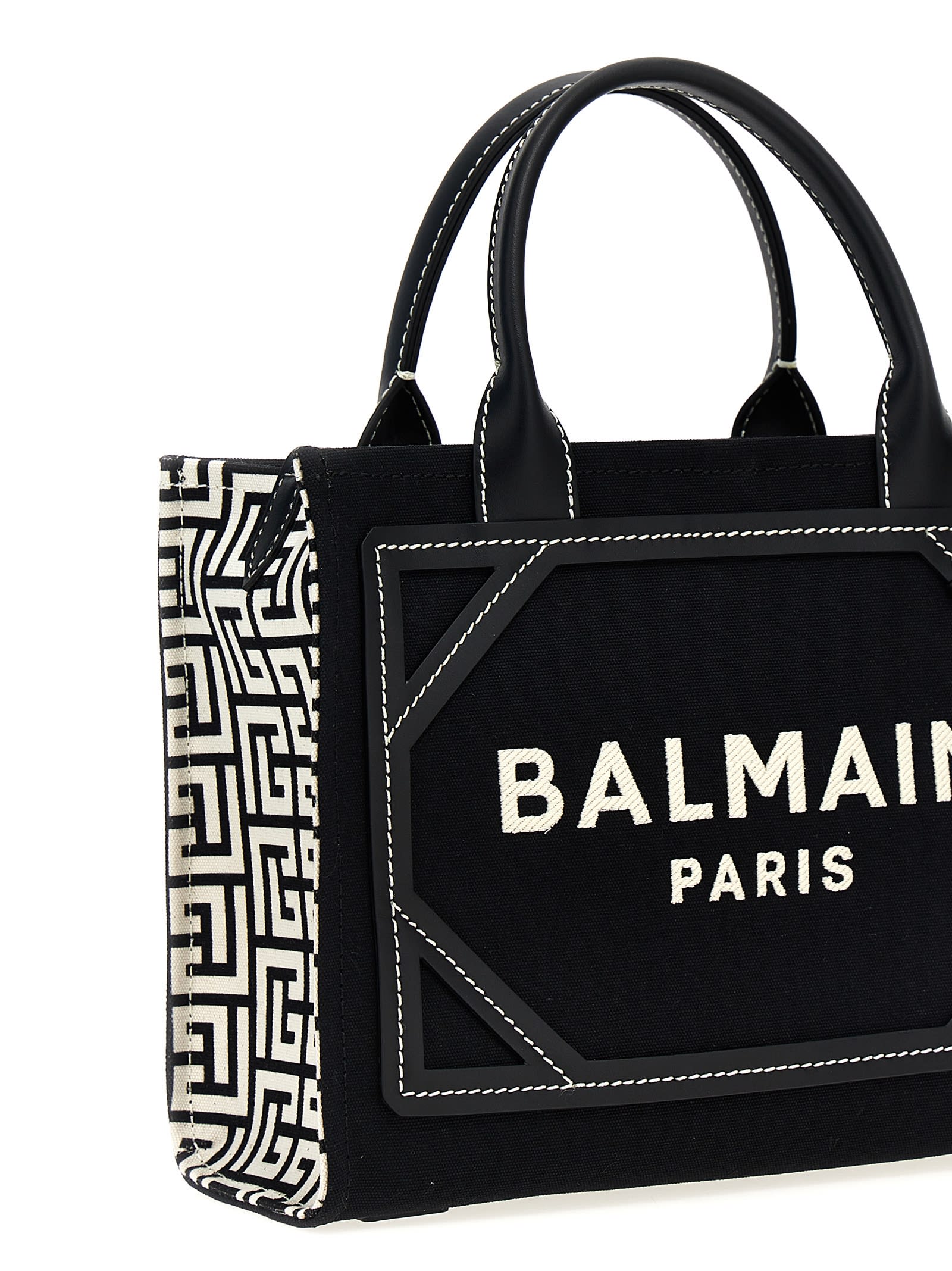 Shop Balmain B-army Shopping Bag In Gfe Ivoire Noir