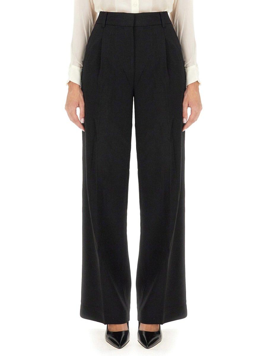 Shop Michael Kors Crepe Wide-leg Trousers In Nero