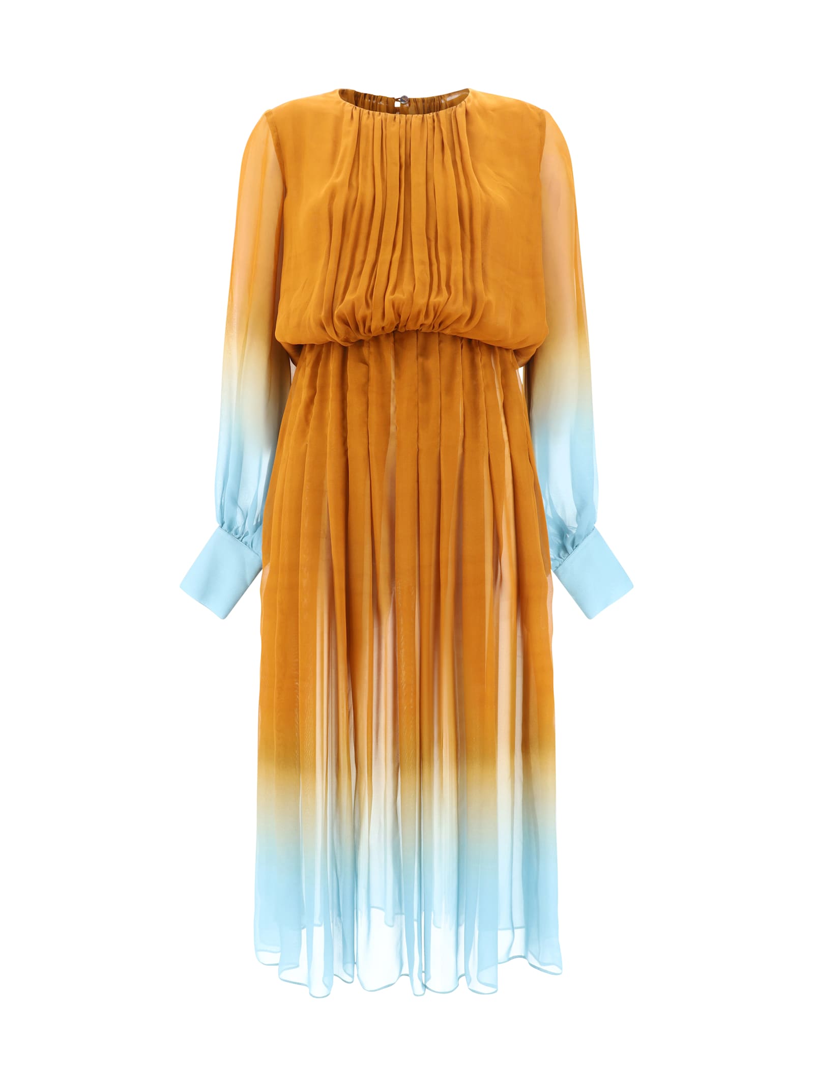 Shop Crida Milano Rialto Midi Dress In Camel/sky