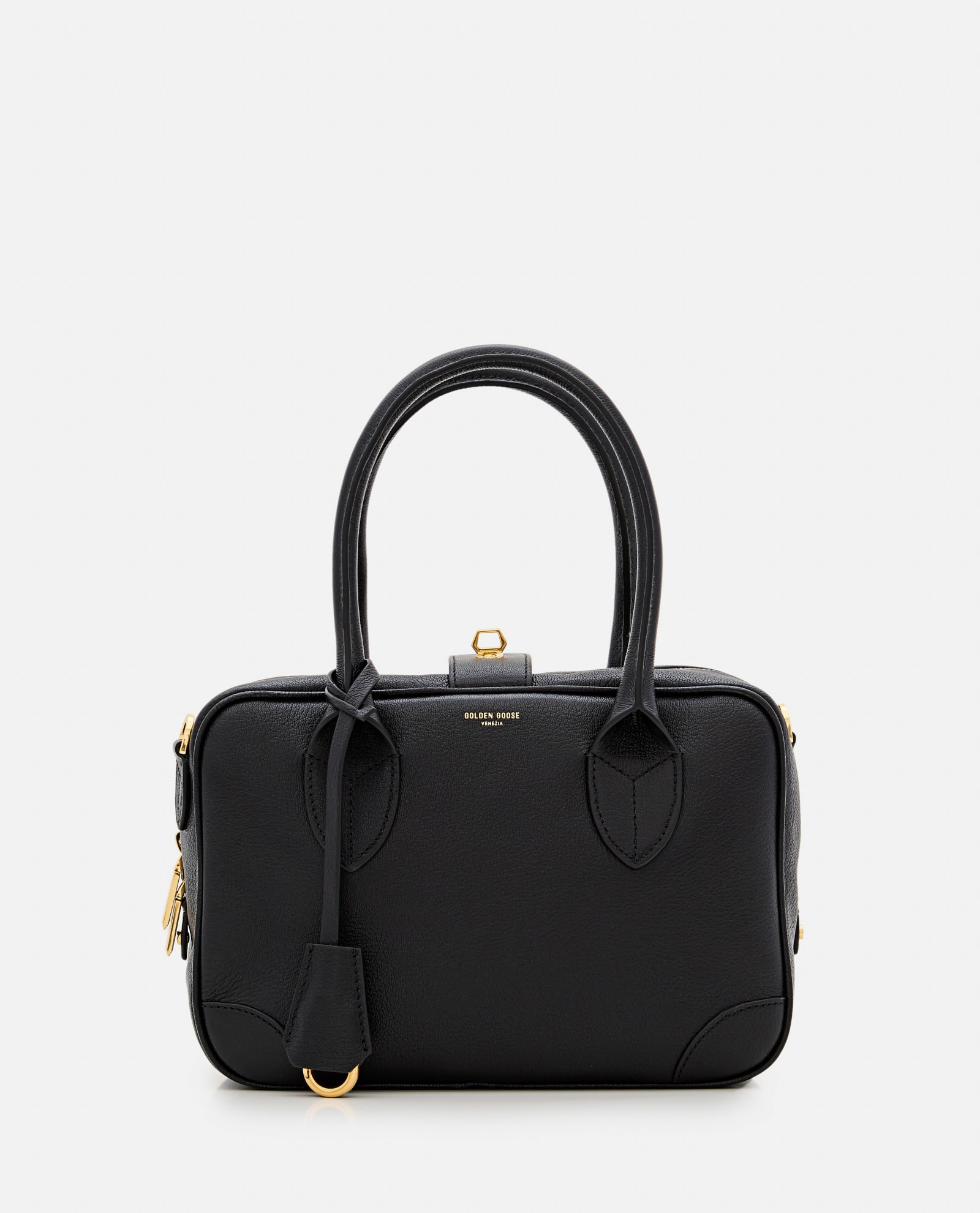Shop Golden Goose Vita Leather Handbag In Black