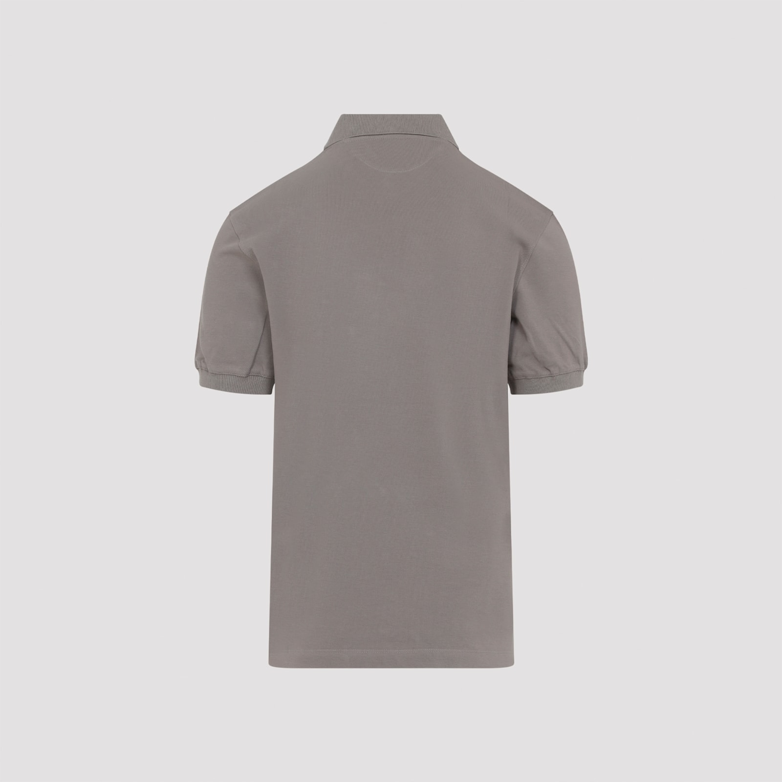 Brunello Cucinelli Cotton Polo With Ribbed Trims And Straight Hem In Brown