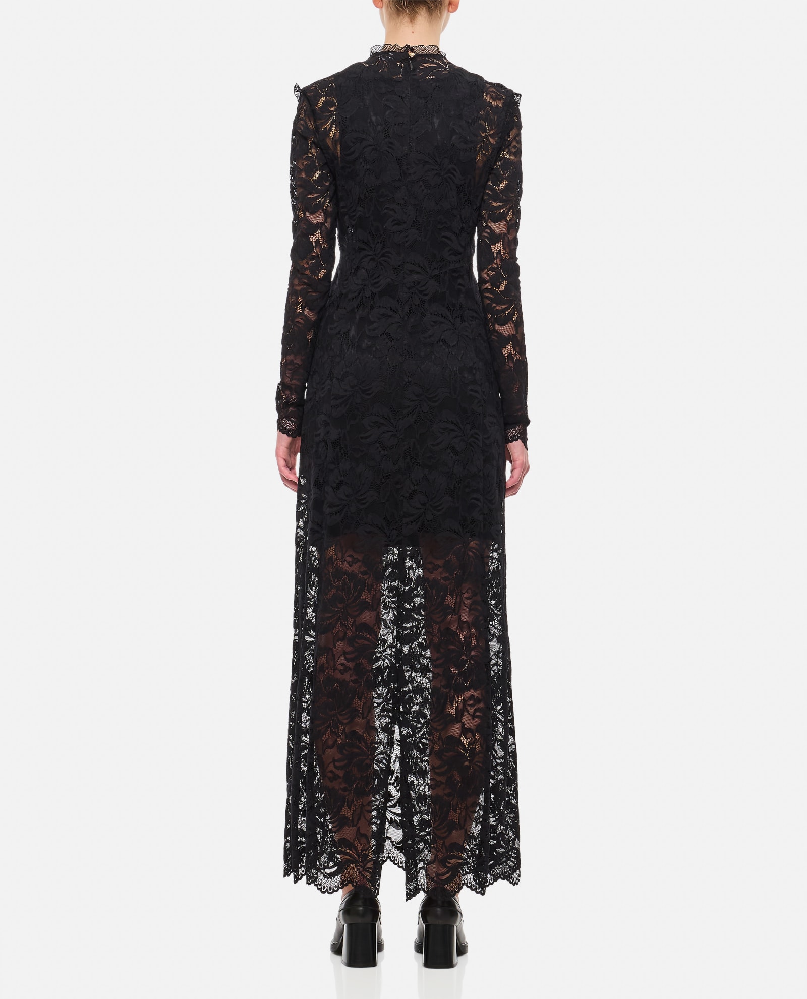 Shop Rabanne Lace Long Dress In Black