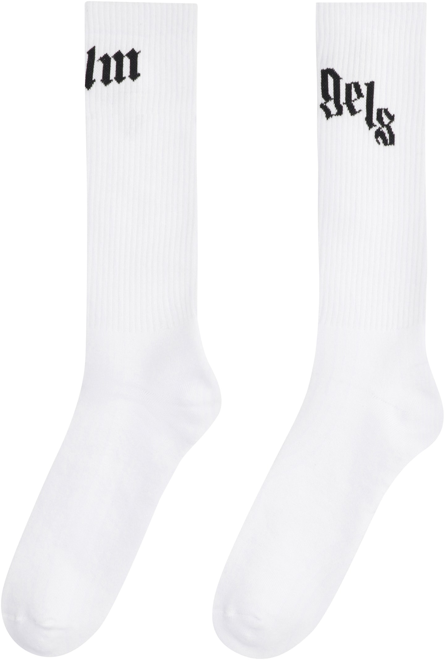 Palm Angels Cotton Socks With Logo In White