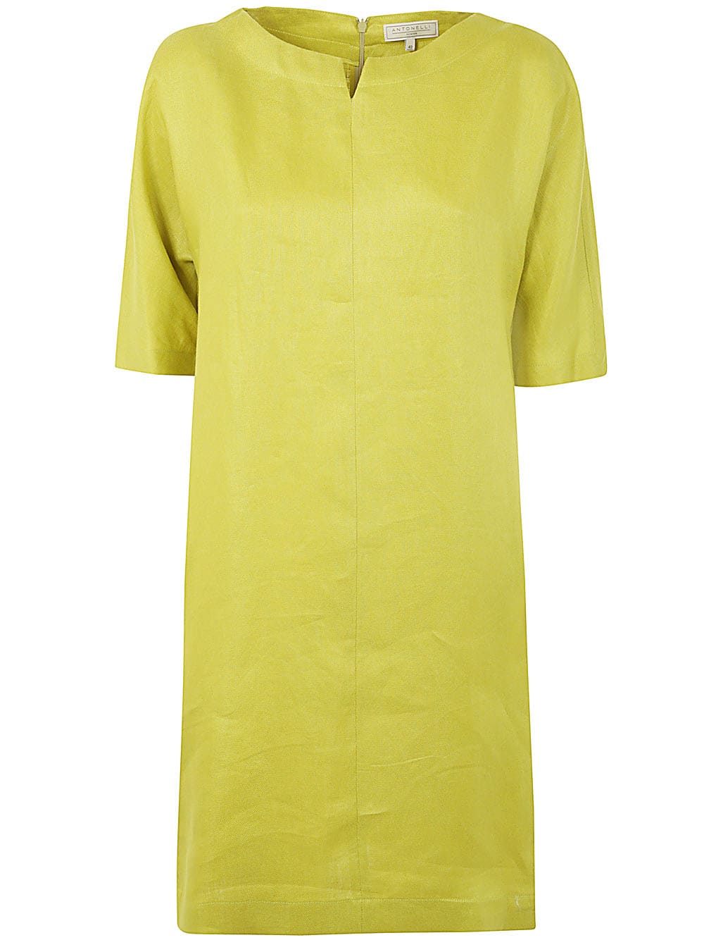 Shop Antonelli Moravia 3/4 Sleeves Guru Neck Dress In Lime