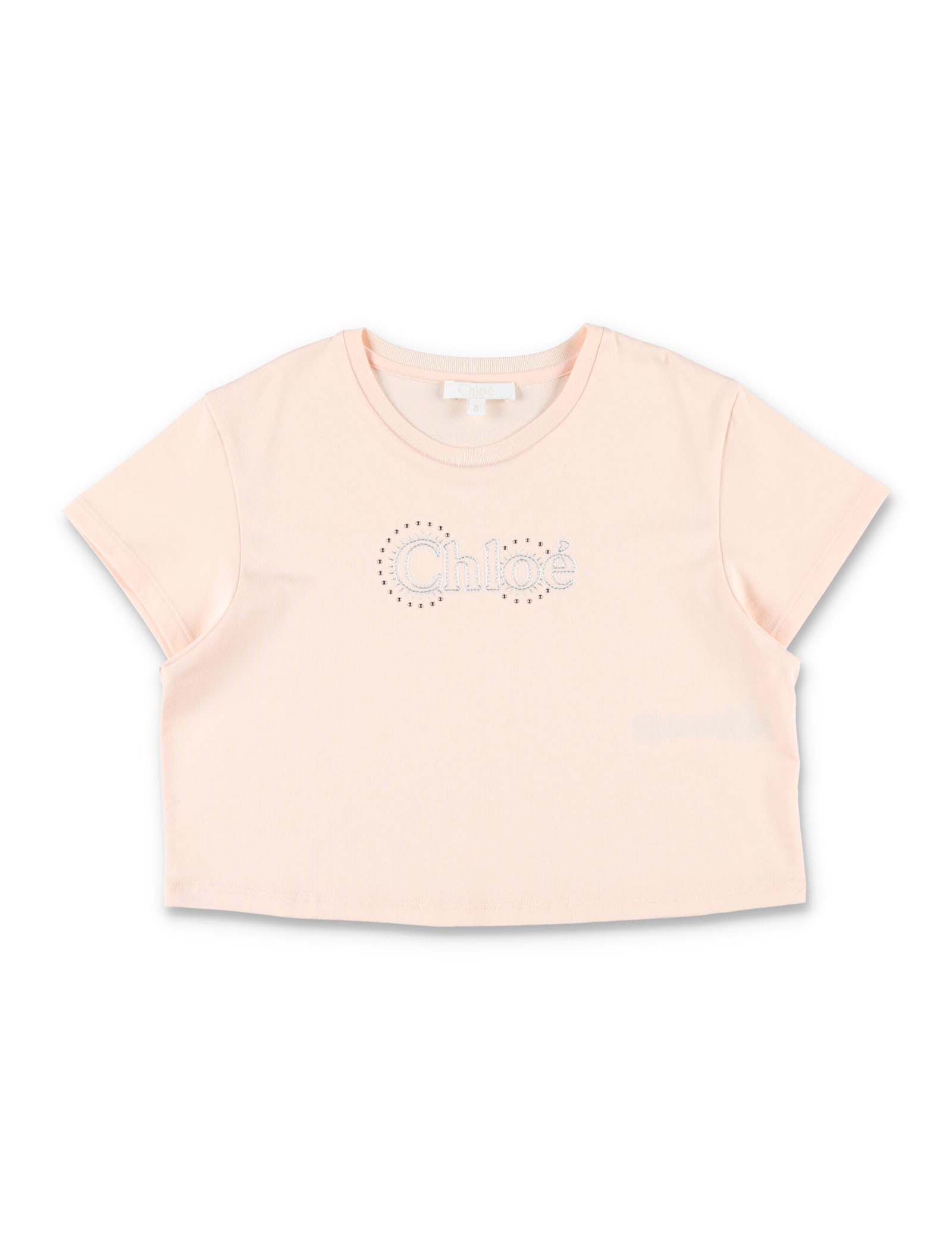 Chloé Kids' Logo T-shirt In Peach