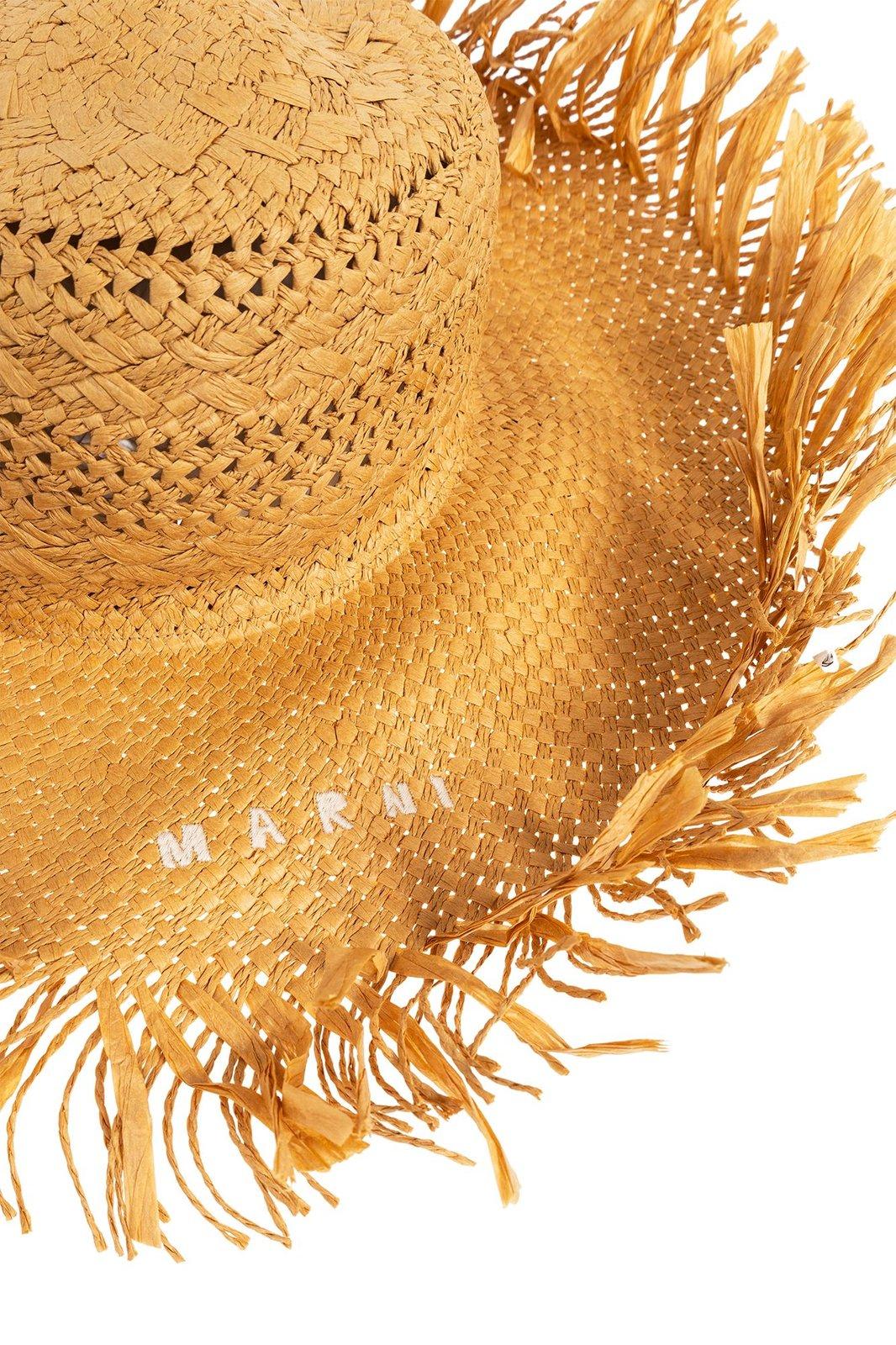 Shop Marni Logo Detailed Sun Hat In Brown