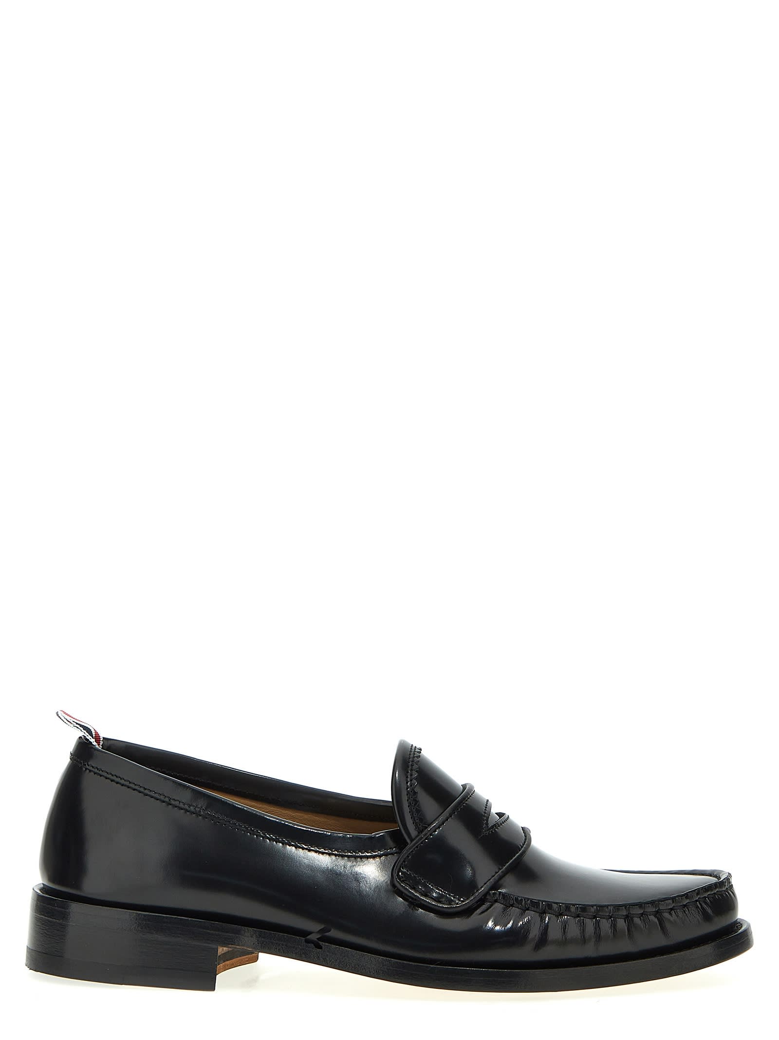 Shop Thom Browne Pleated Varsity Loafers In Black