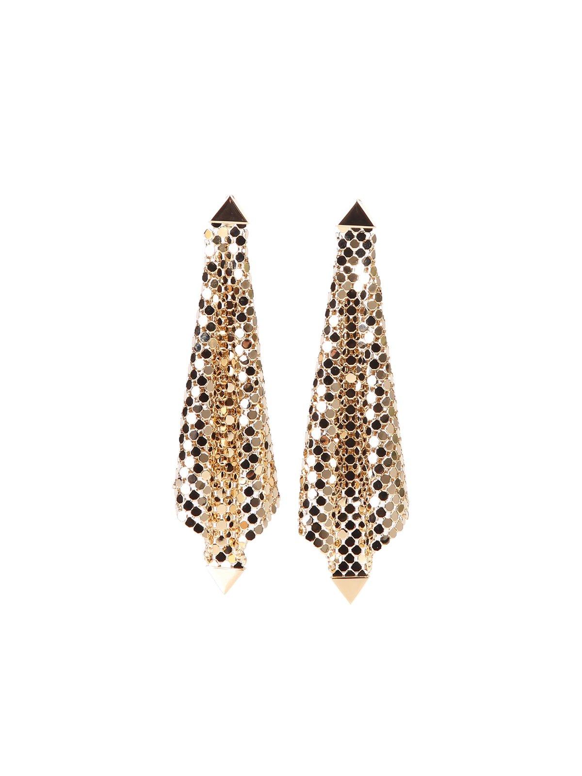 Shop Rabanne Chained Mesh Earrings In Gold