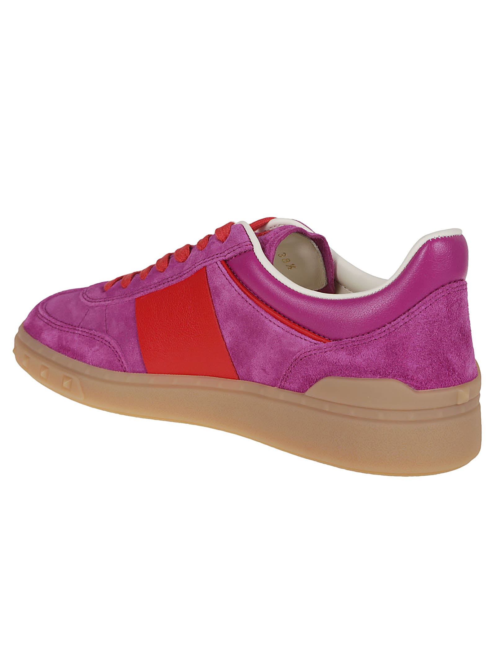 Valentino Upvillage Sneaker Low Top Nappa Calfskin In Qyj Ultrafuxia Coral Red