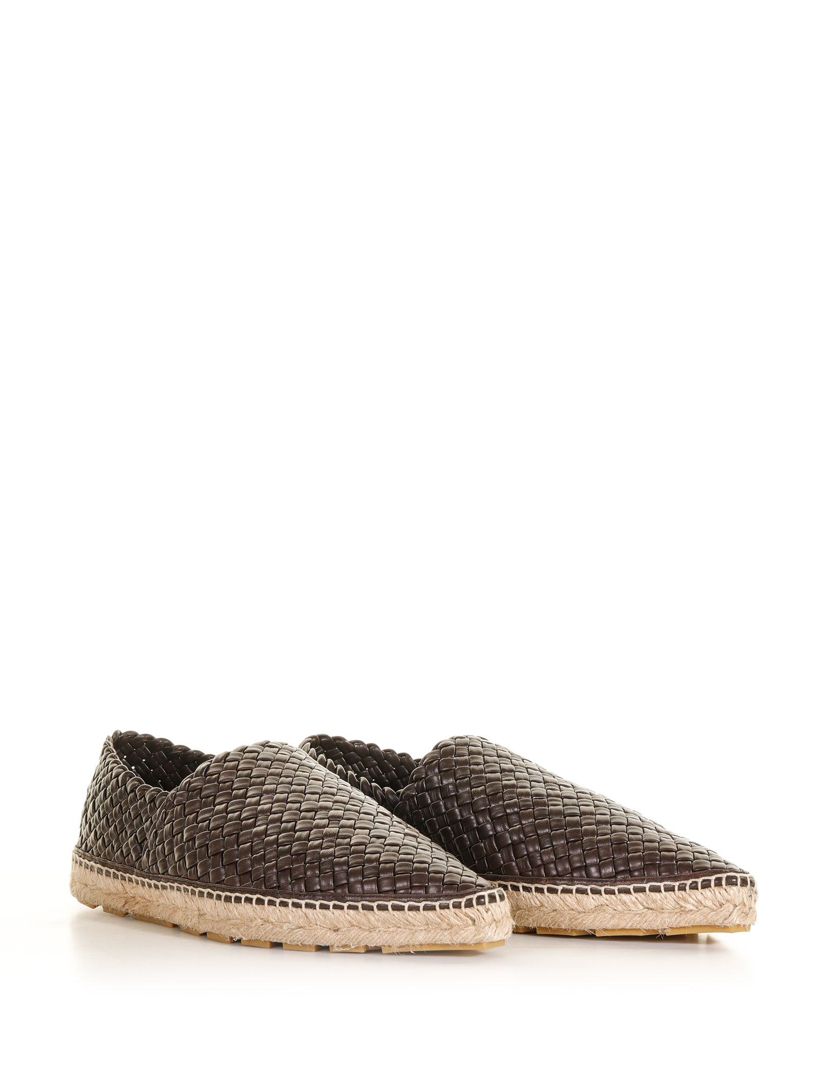 Bottega Veneta Cord Midsole Nappa Leather Espadrilles In Fondente