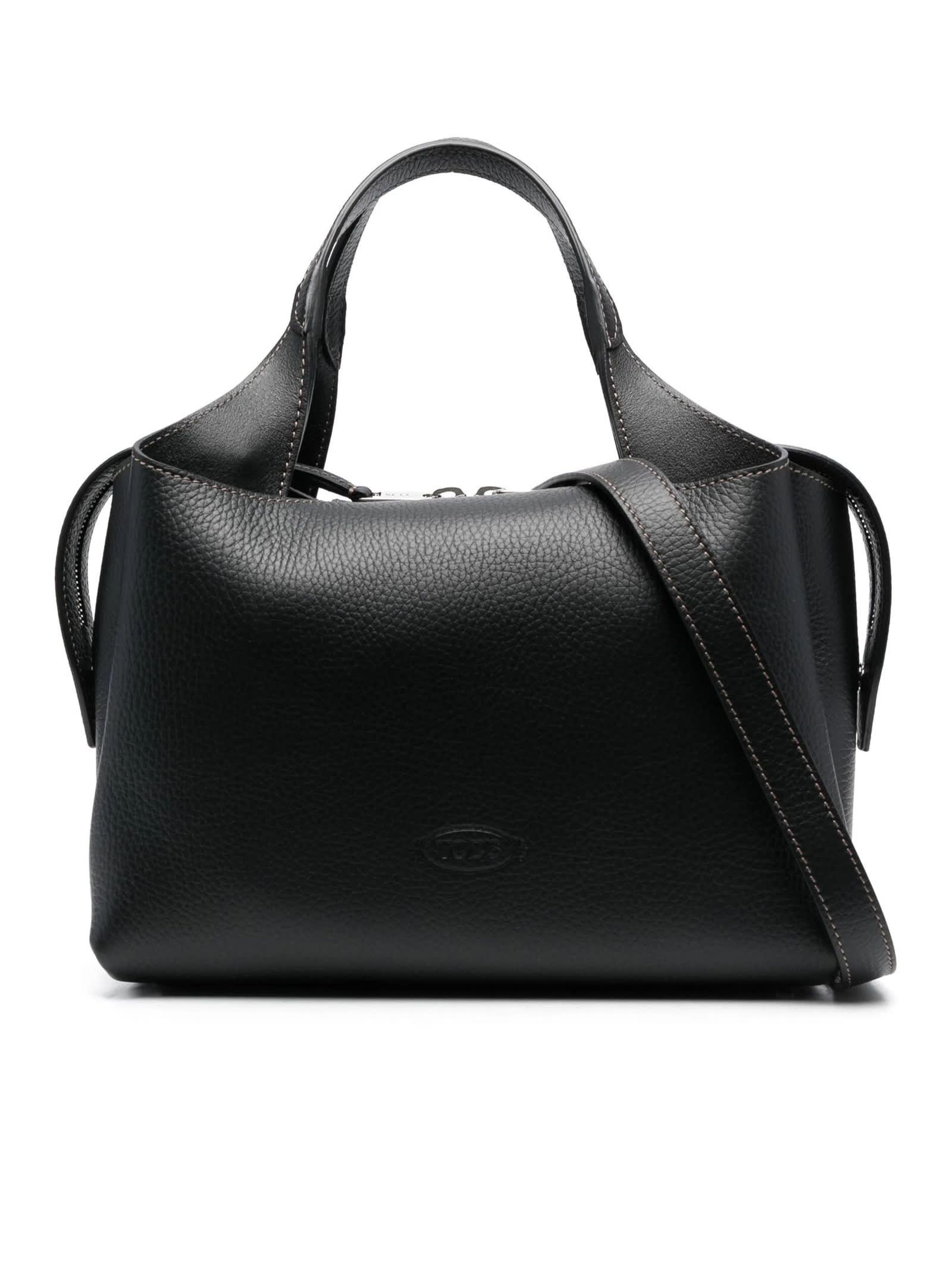 Shop Tod's Black Medium Boston Leather Tote Bag