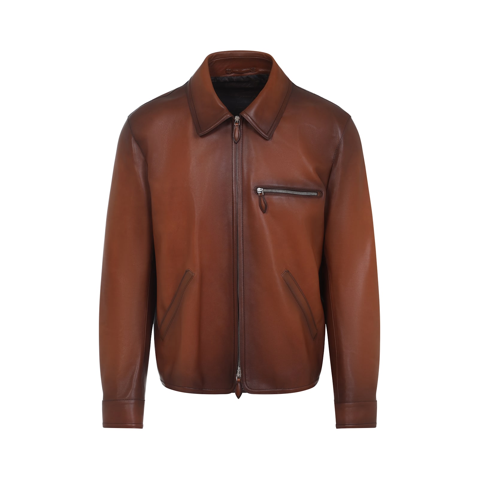 Berluti Patina 1 Jour Leather Jacket In Brown