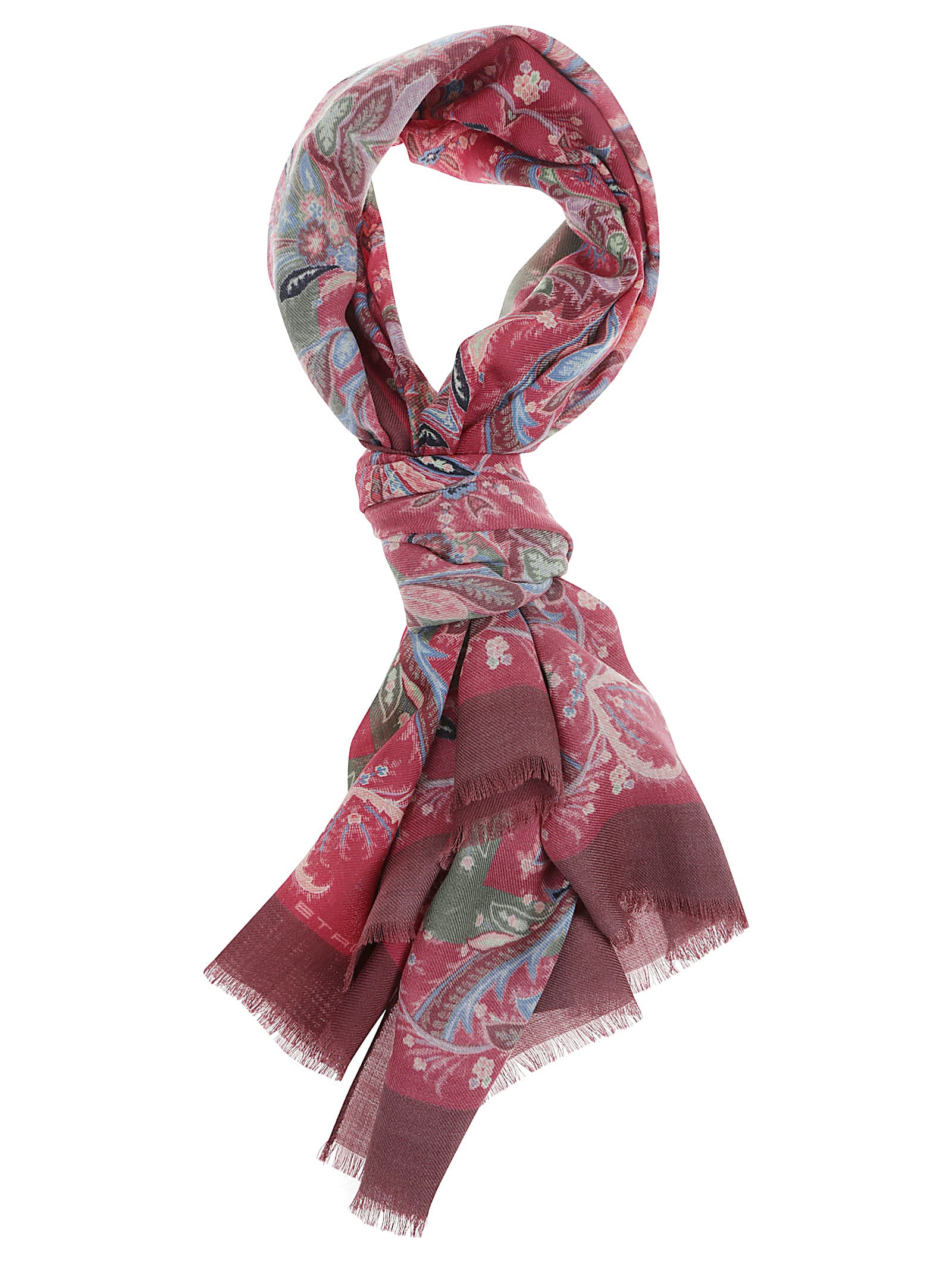 Etro Paisley Printed Frayed Scarf