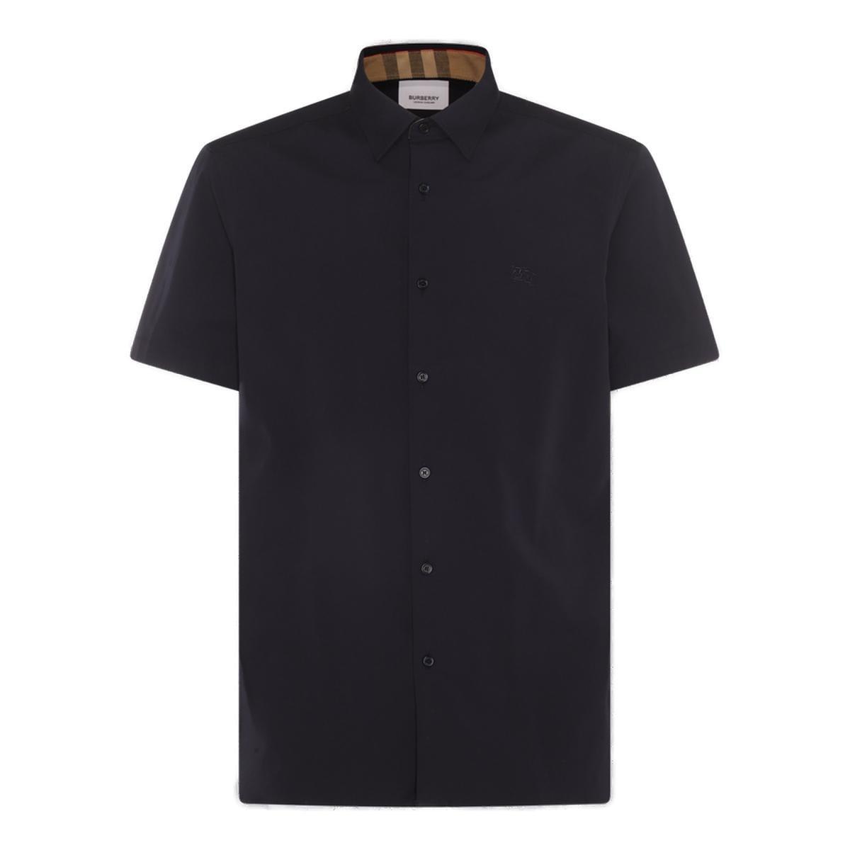 Shop Burberry Short Sleeved Buttoned Shirt In Blue