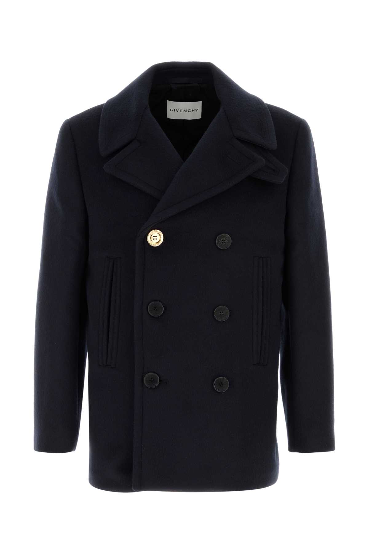 Givenchy Double-breasted Coat Featuring Front Pockets In Black