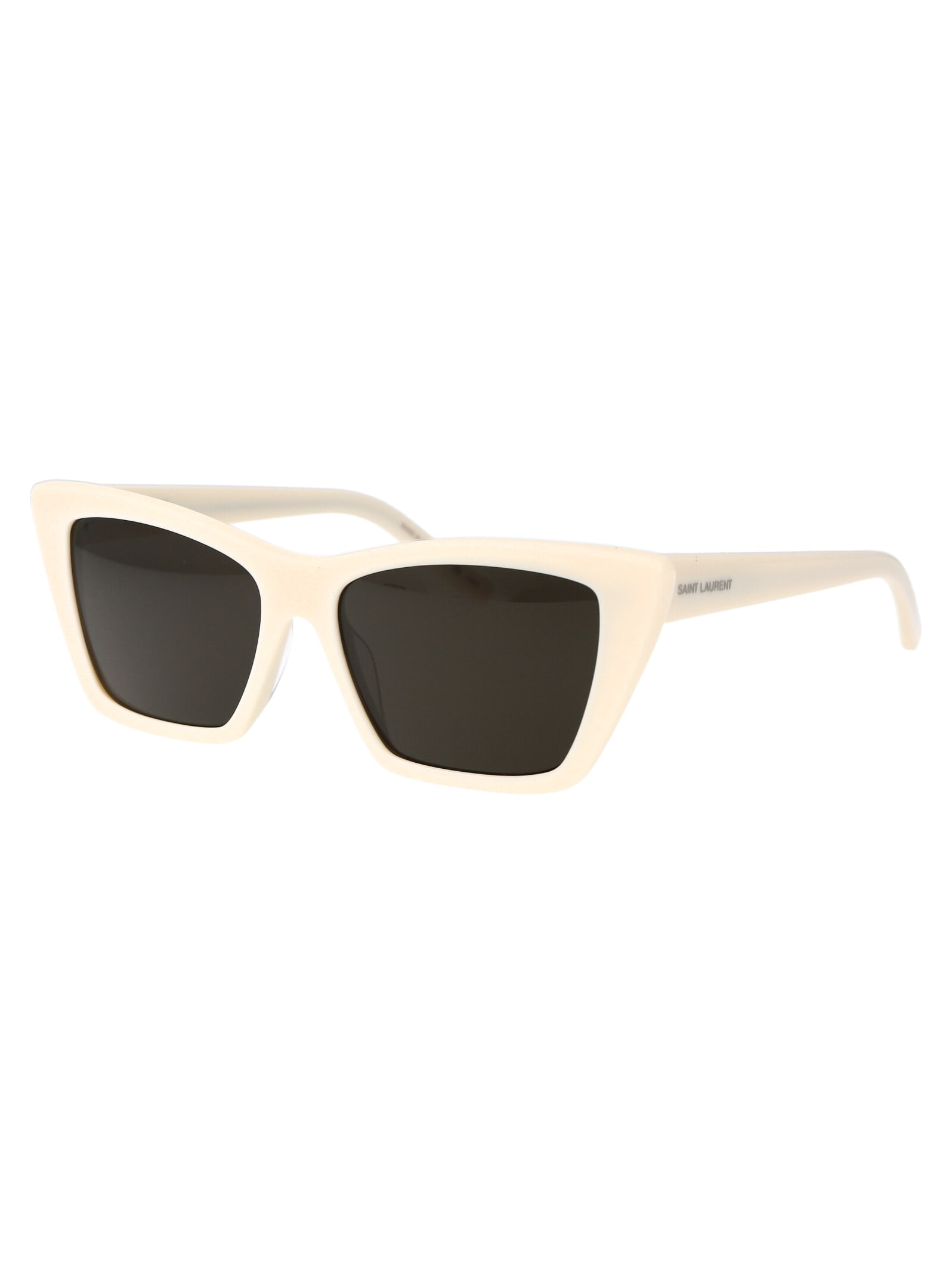 Shop Saint Laurent Sl 276 Mica Sunglasses In 056 Ivory Ivory Grey