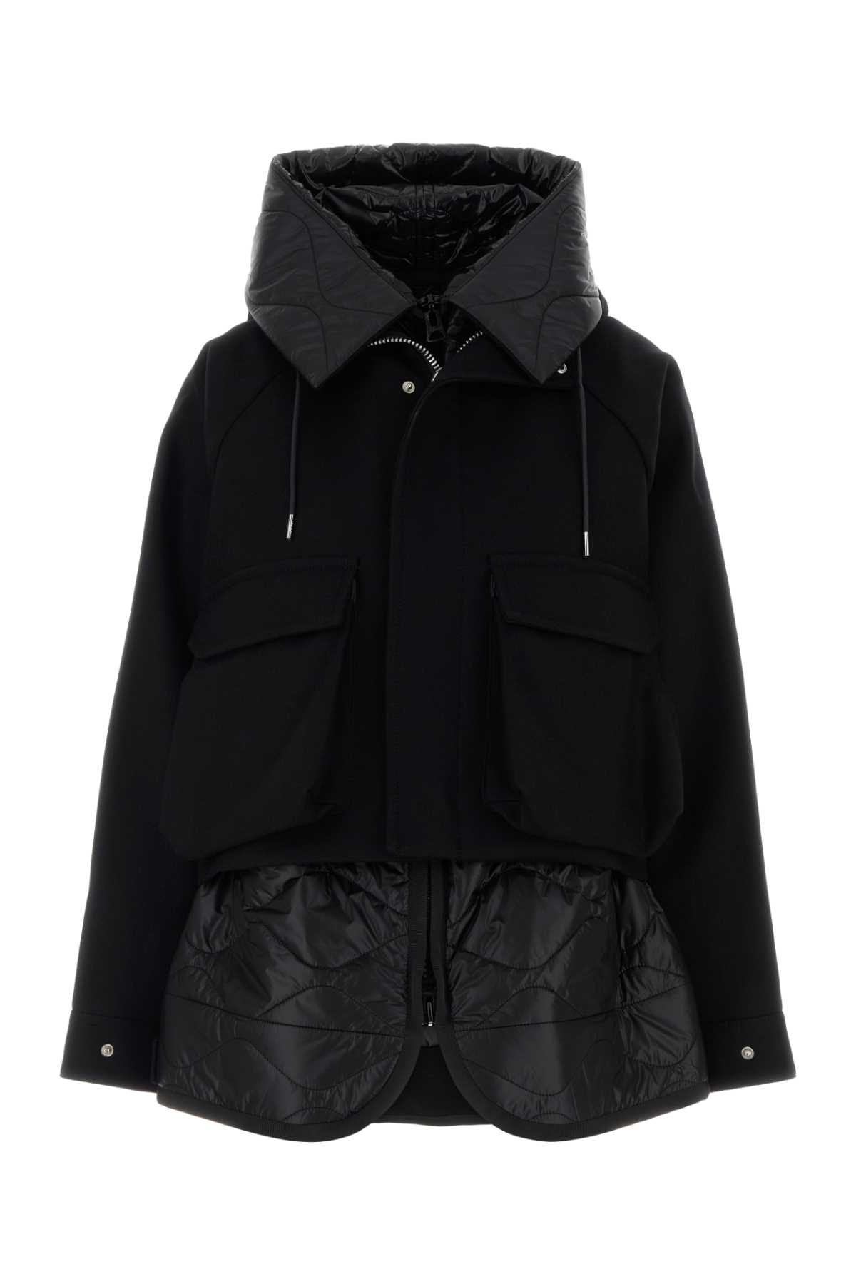 Sacai Wool Melton Blouson In Black