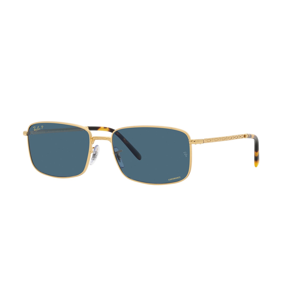 Ray Ban Rb3717 Sunglasses Gold Frame Blue Lenses Polarized 60-18 In Oro
