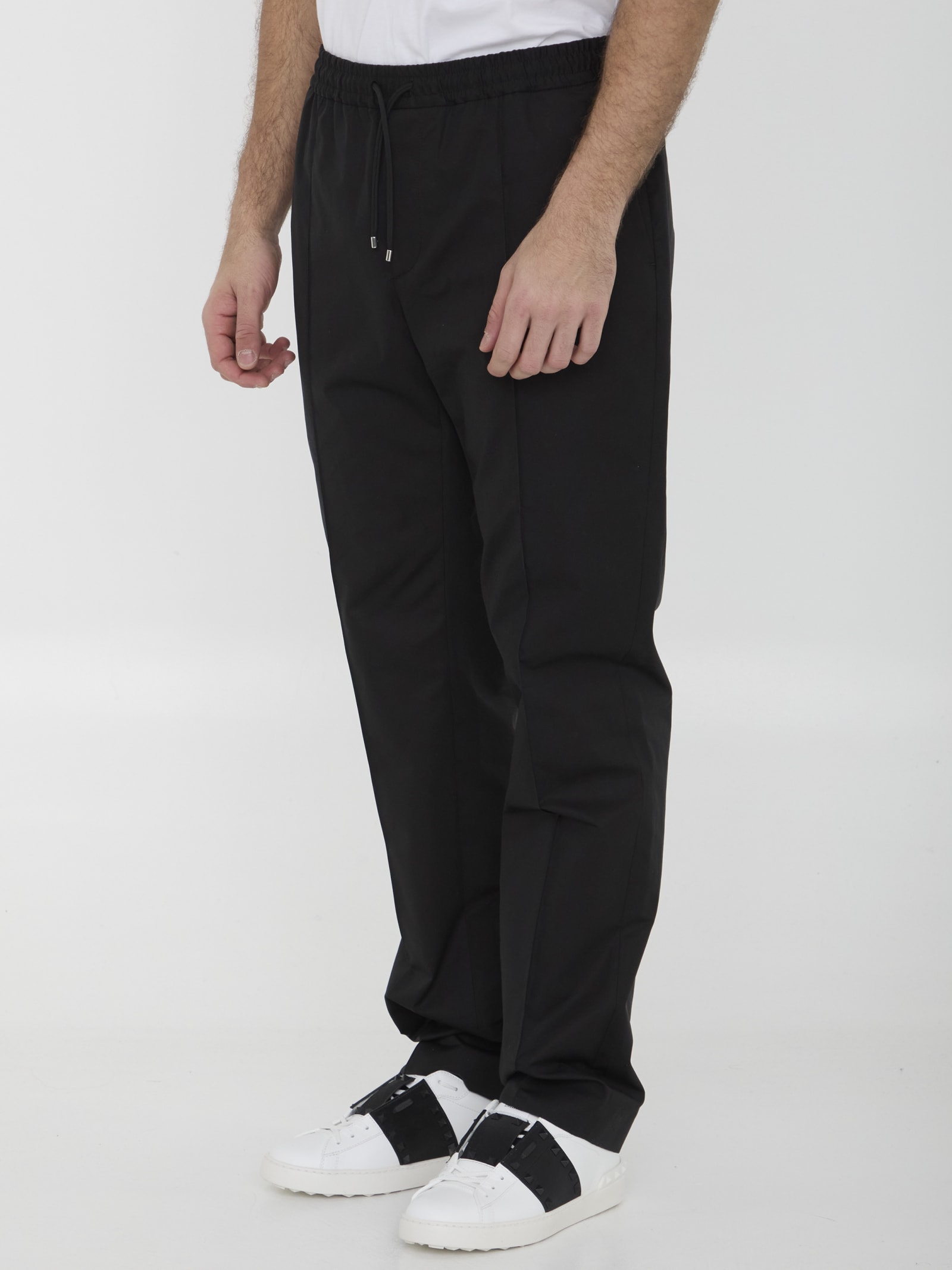 Shop Valentino Cotton Joggers In Black