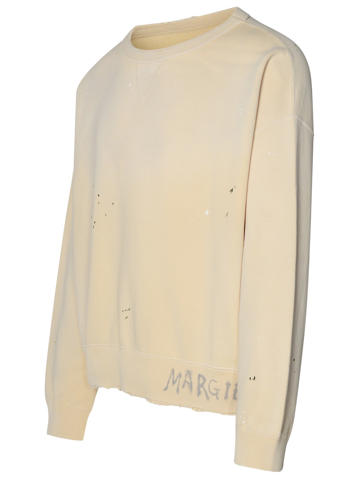 Shop Maison Margiela Cream Cotton Sweatshirt In Dirtyecru