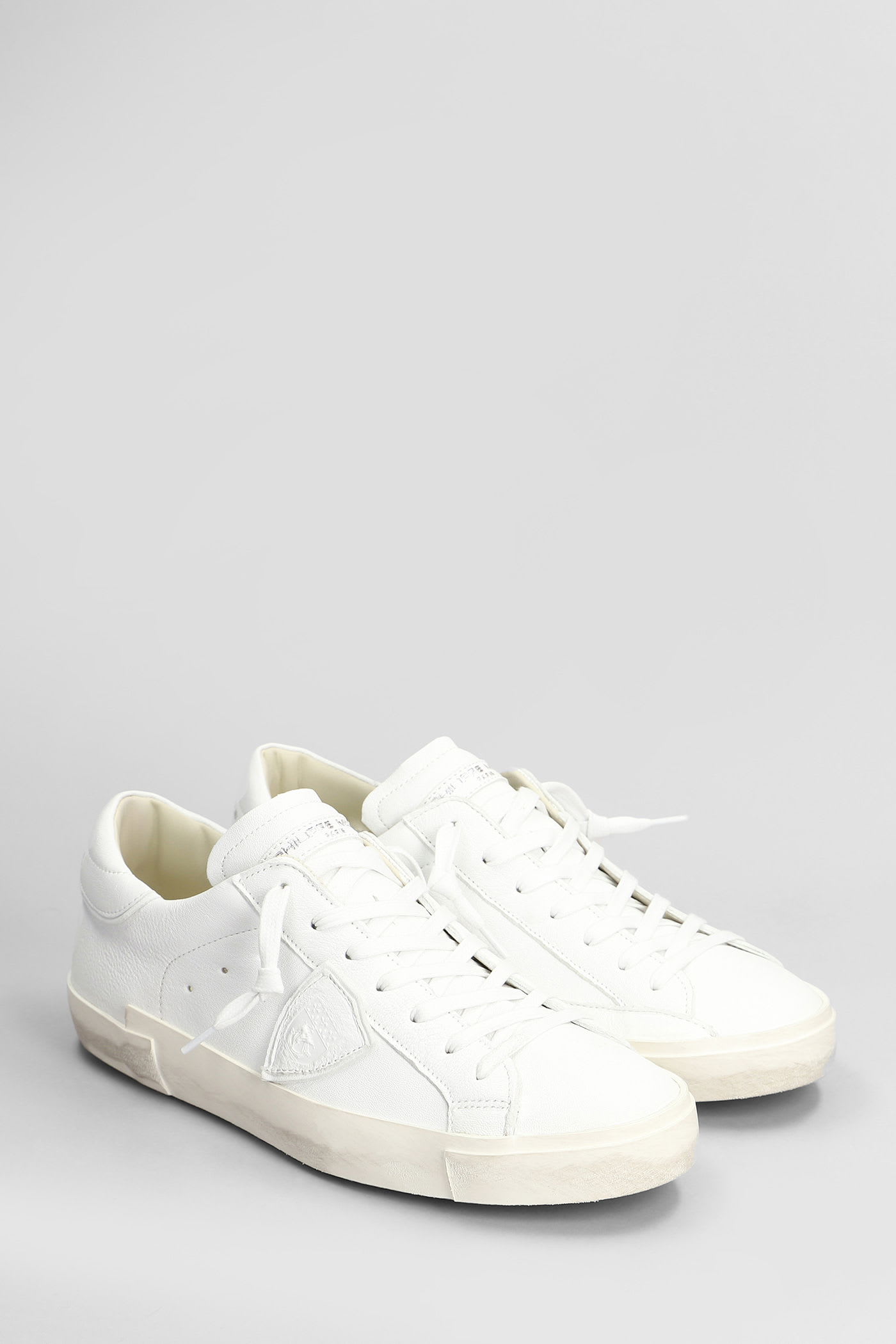 Philippe Model Prsx Low Sneakers In White Leather In White