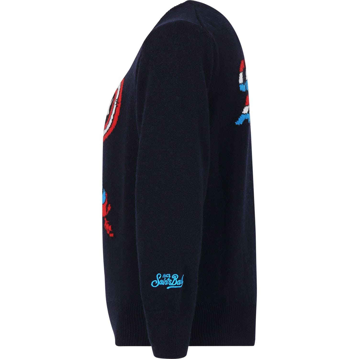 Shop Mc2 Saint Barth Blue Sweater For Boy With Captain America