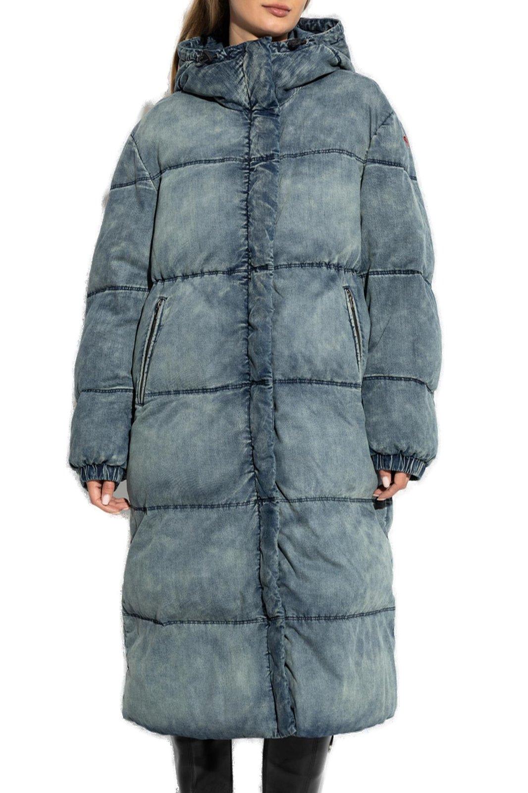 DIESEL W-AVES HOODED PUFFER COAT 