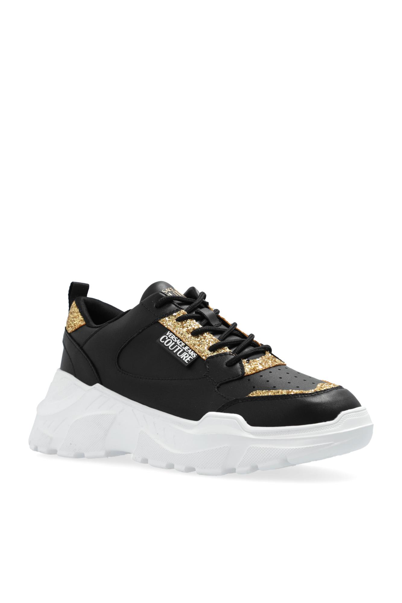 Shop Versace Jeans Couture Sneakers With Logo In Black