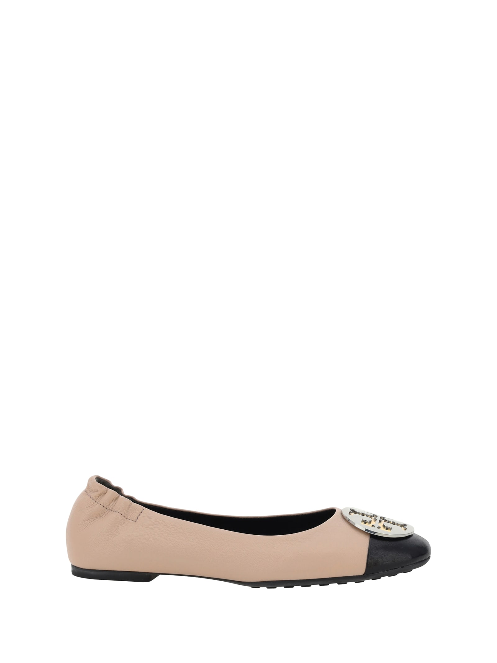 Shop Tory Burch Claire Ballerinas In Rose Pink / Perfect Black