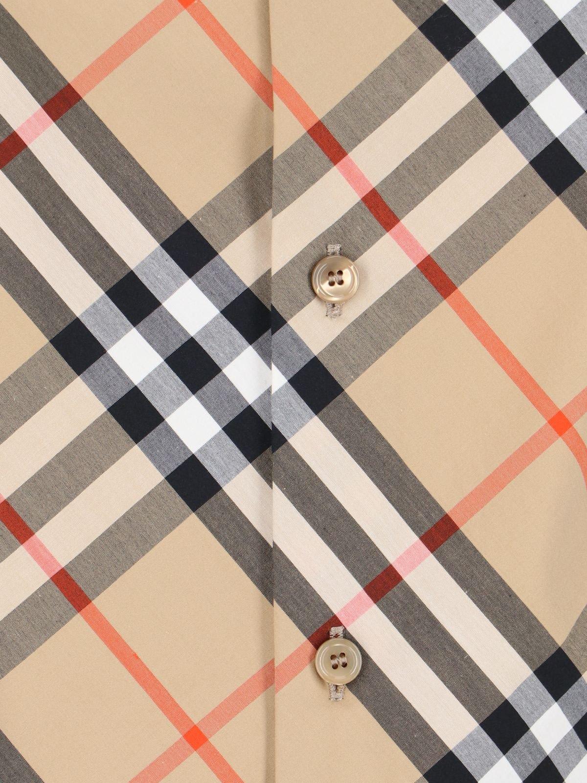 Shop Burberry Long-sleeved Checked Buttoned Shirt In Neutrals