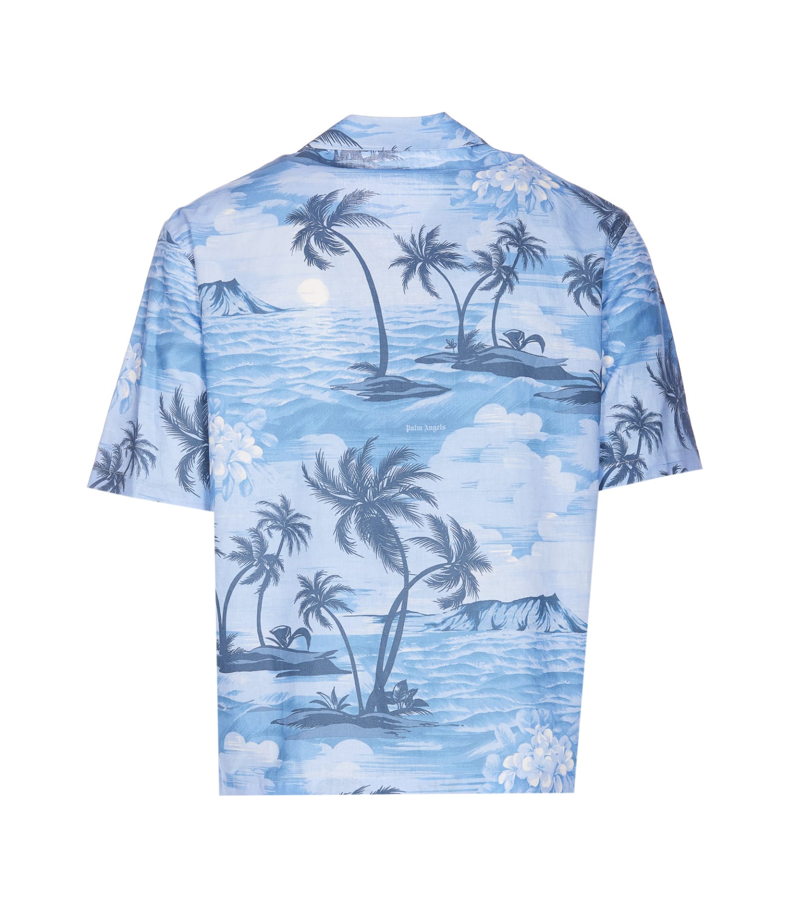 Shop Palm Angels Sunset Bowling Shirt In Blue