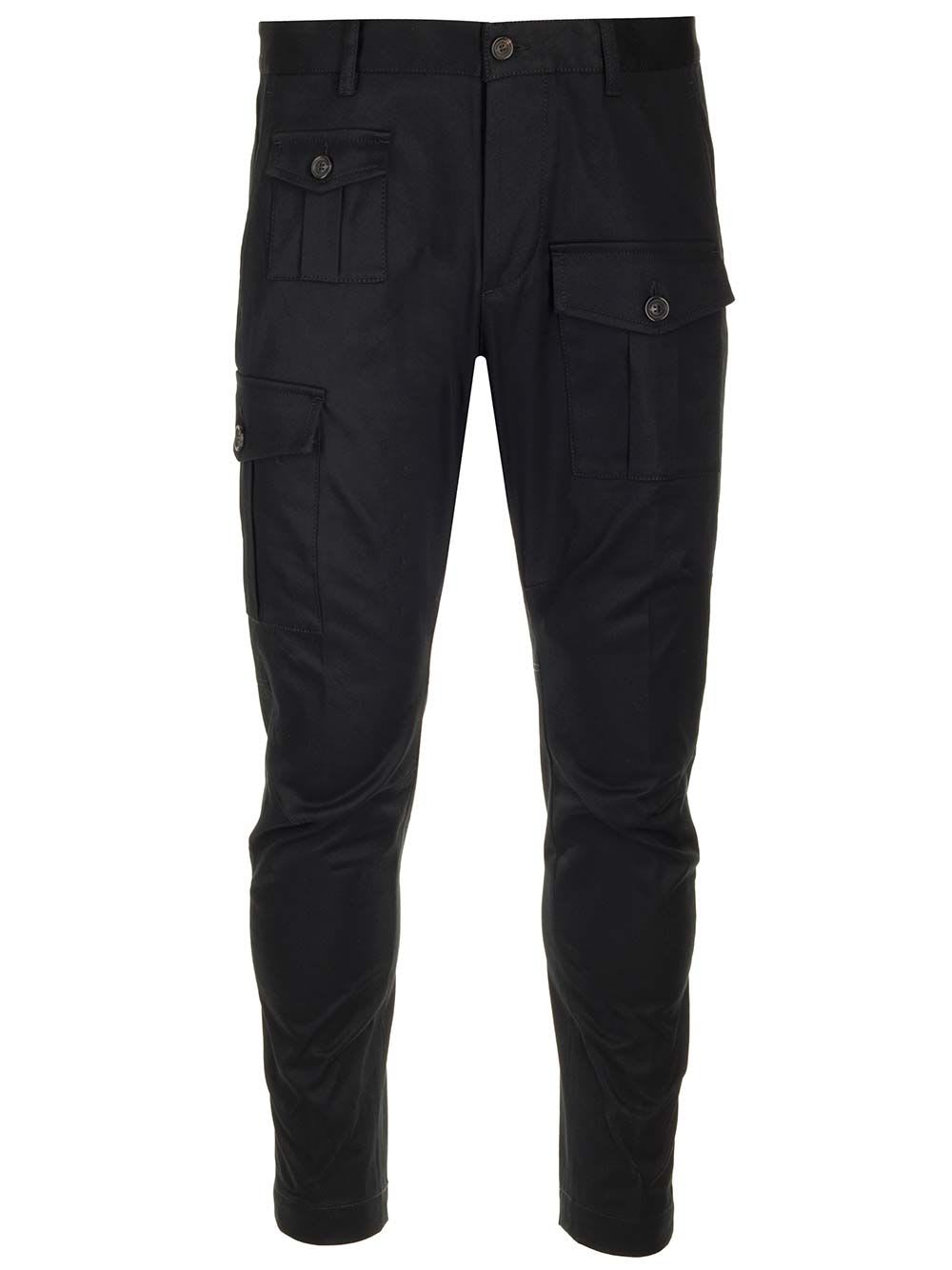 Shop Dsquared2 Slim Fit Cargo Trousers In Black