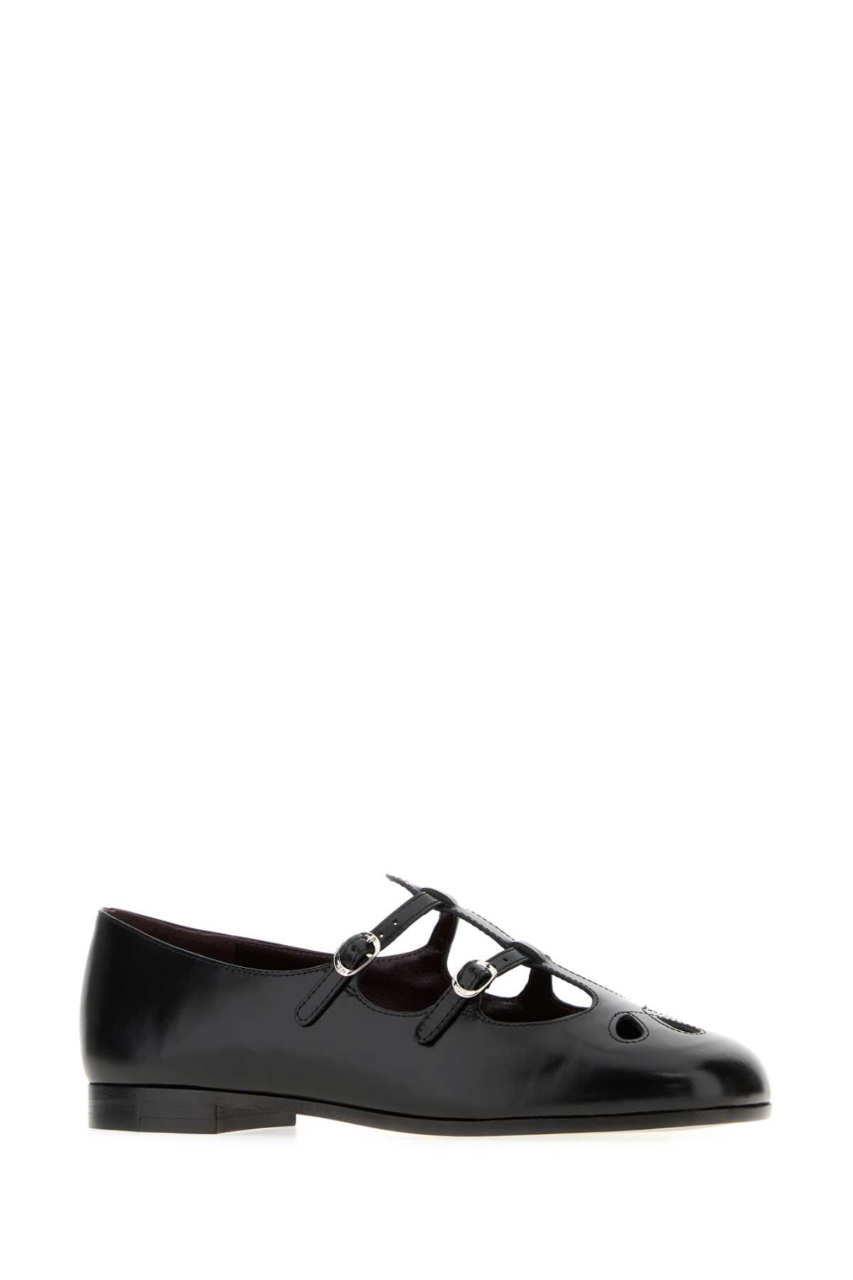 Tory Burch Leather Ballerinas With Cut-out Design And Glossy Finish In Black