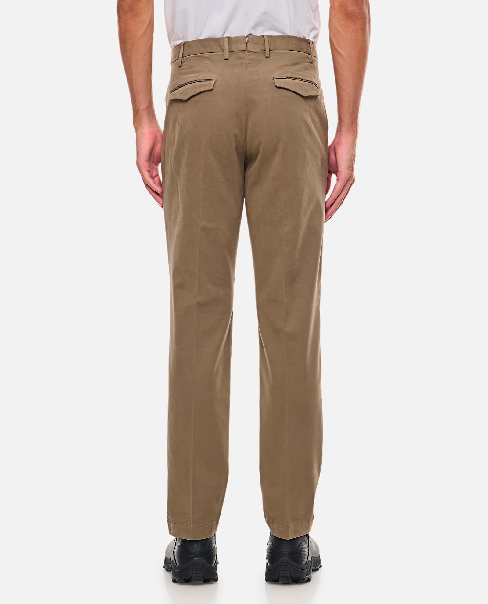 Pt Torino Pleated Cotton Trousers In Brown