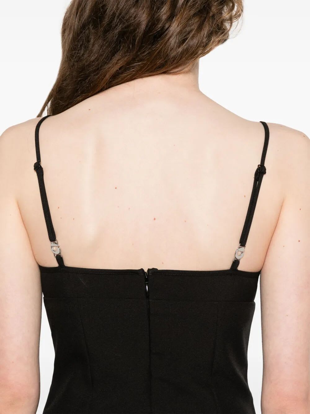 Coperni Knee Length Dress With Adjustable Shoulder Straps In Black