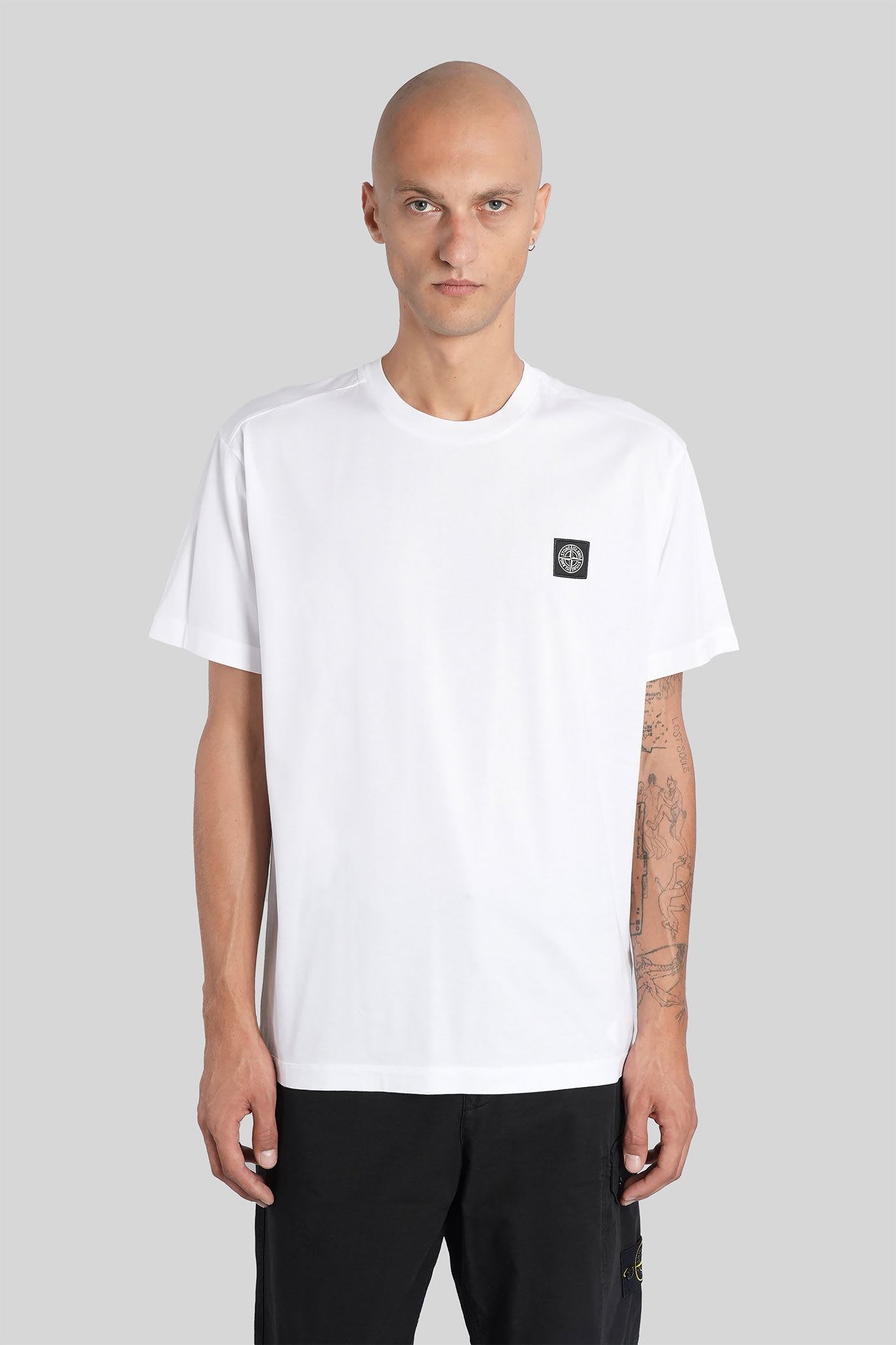 Stone Island White Short-sleeve T-shirt With Compass Patch In White