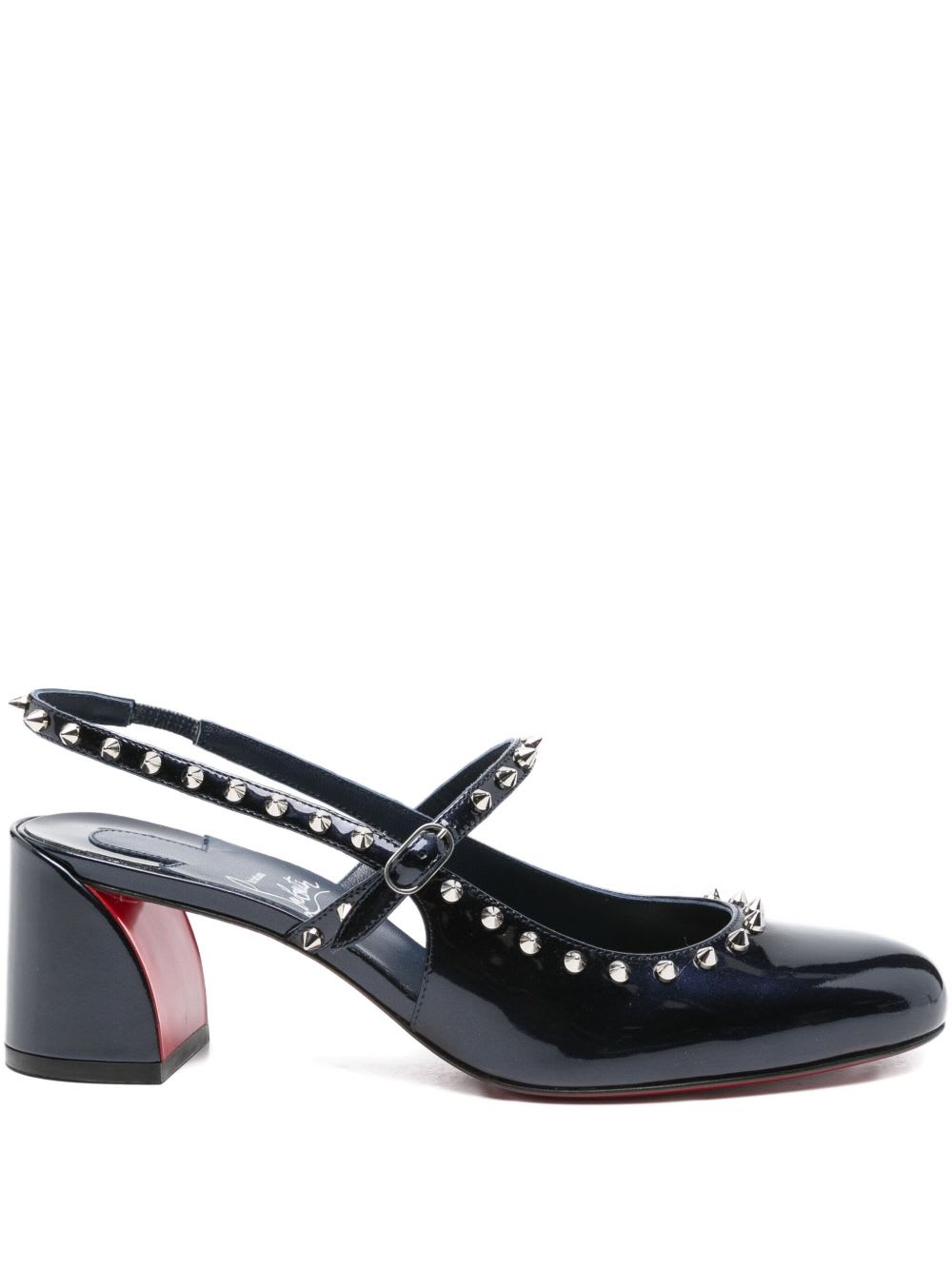 Christian Louboutin Janispikes 55 Mary-jane Slingback Pumps In Black