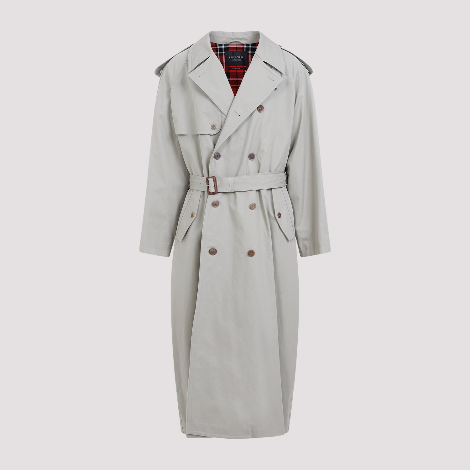 Shop Balenciaga Coat In Military Beige