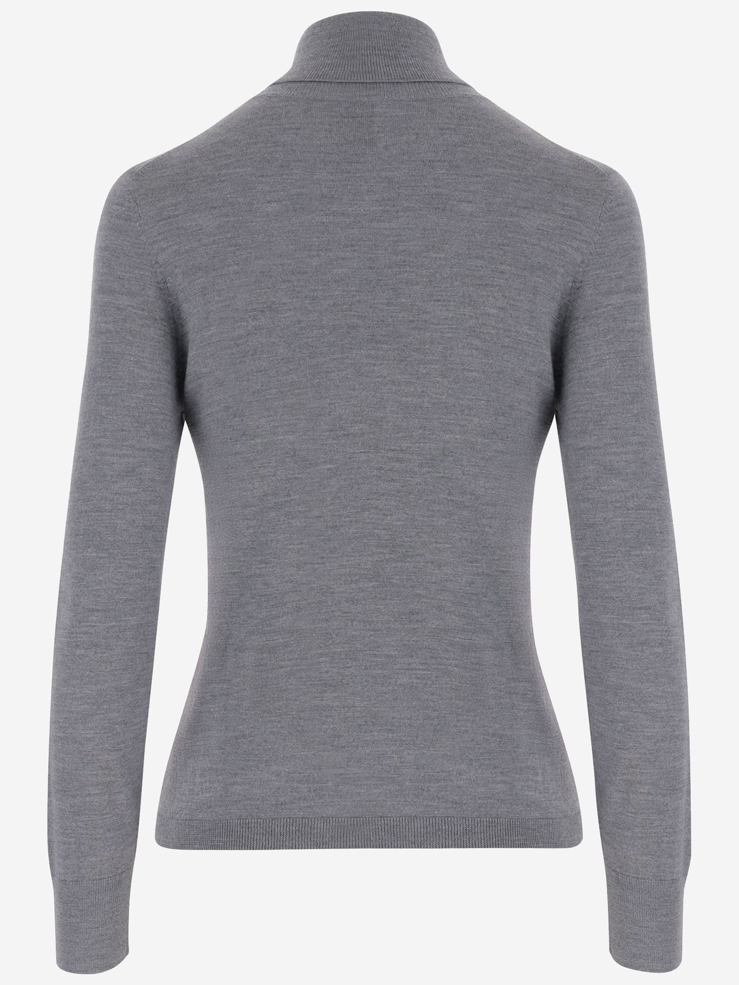 Allude High Neck Merino Wool Sweater With Contrasting Edges In Gray