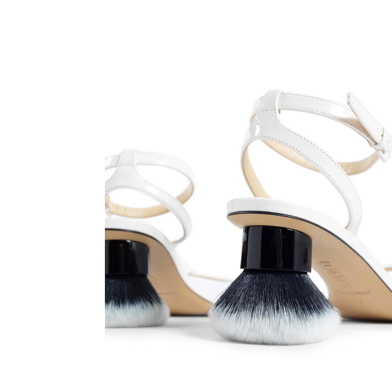 Shop Loewe Petal Brush Leather Sandals In White